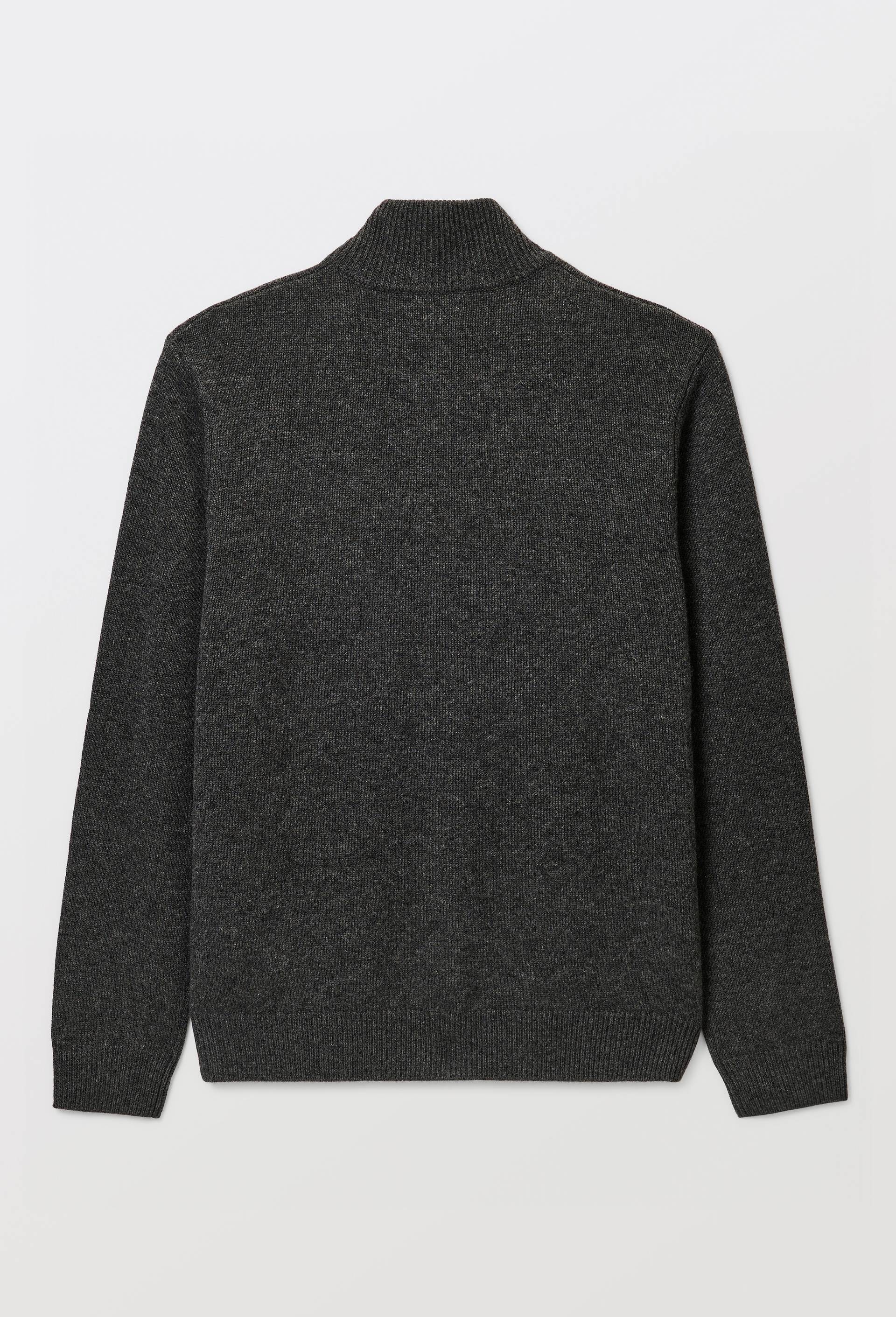 Gilet zipp&eacute; col montant en m&eacute;lange laine et cachemire, Gris fonc&eacute;, large image number 3.0