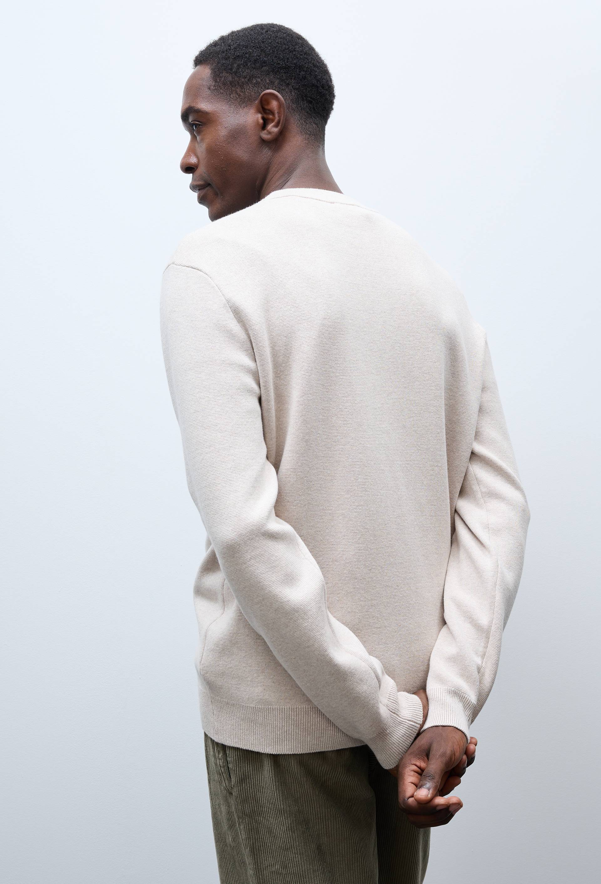 Pull col rond en m&eacute;lange coton et cachemire, Beige clair, large image number 1