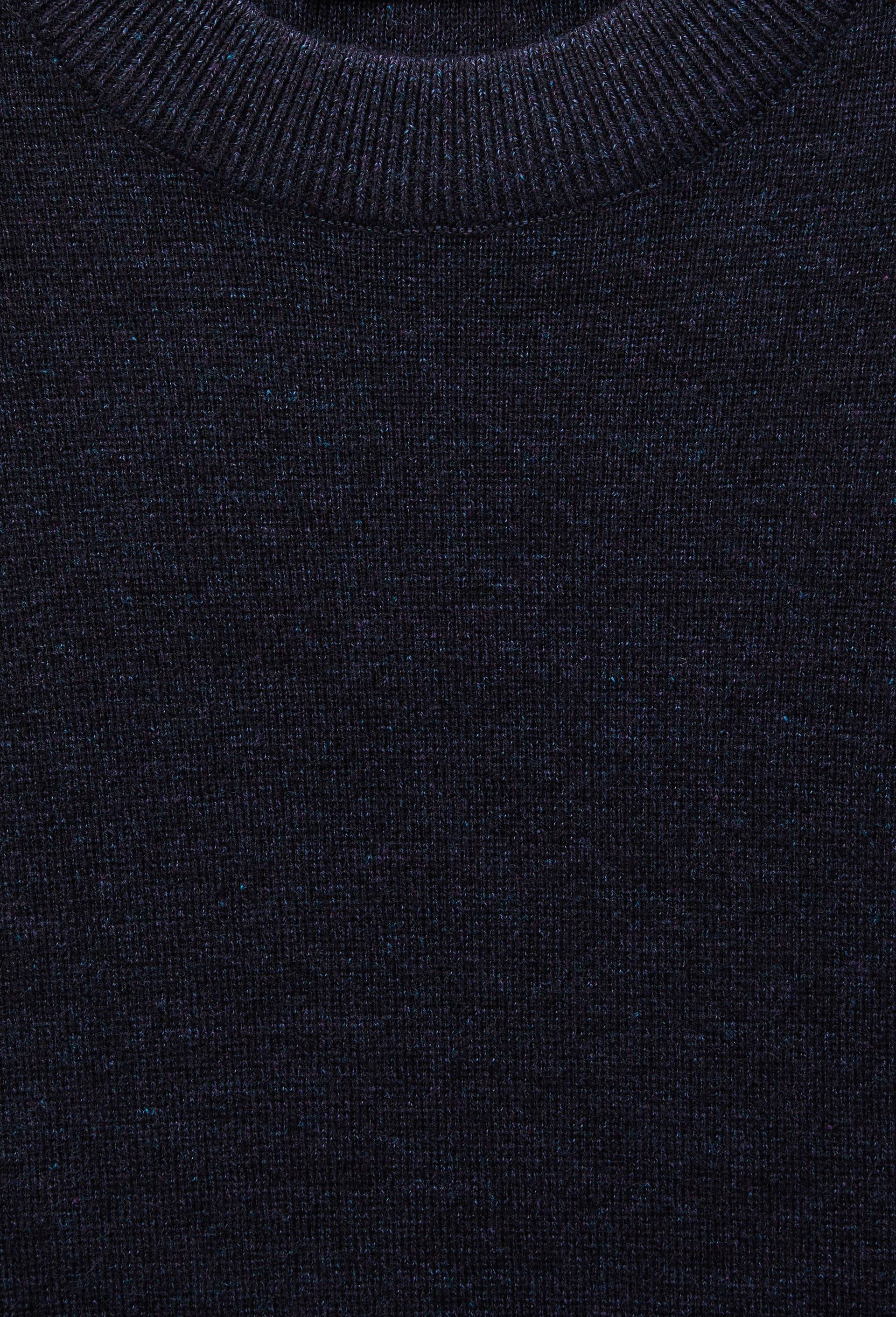 Pull col rond en coton et laine, Bleu fonc&eacute;, large image number 5.0
