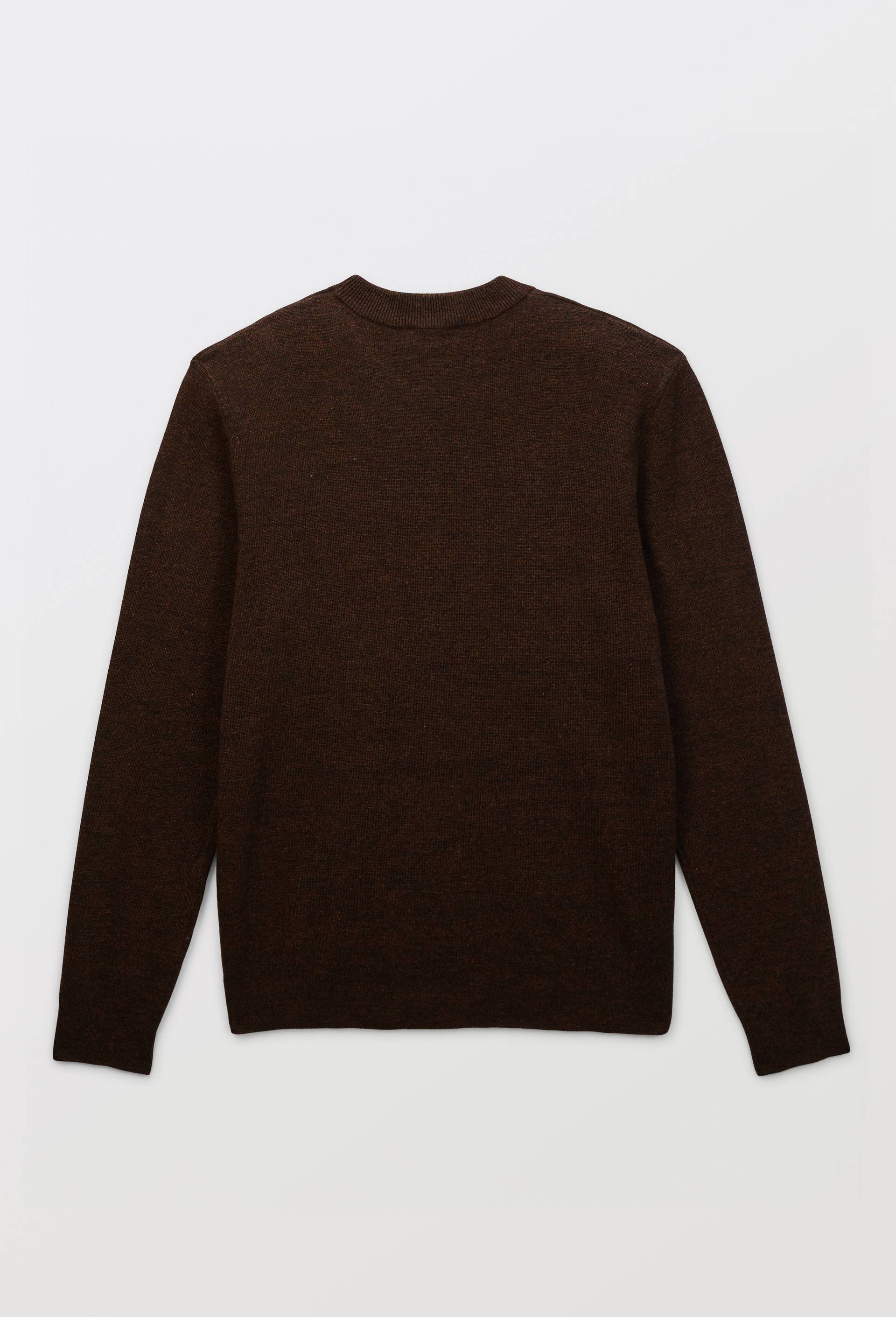 Pull col rond en coton et laine, Brun fonc&eacute;, large image number 4.0