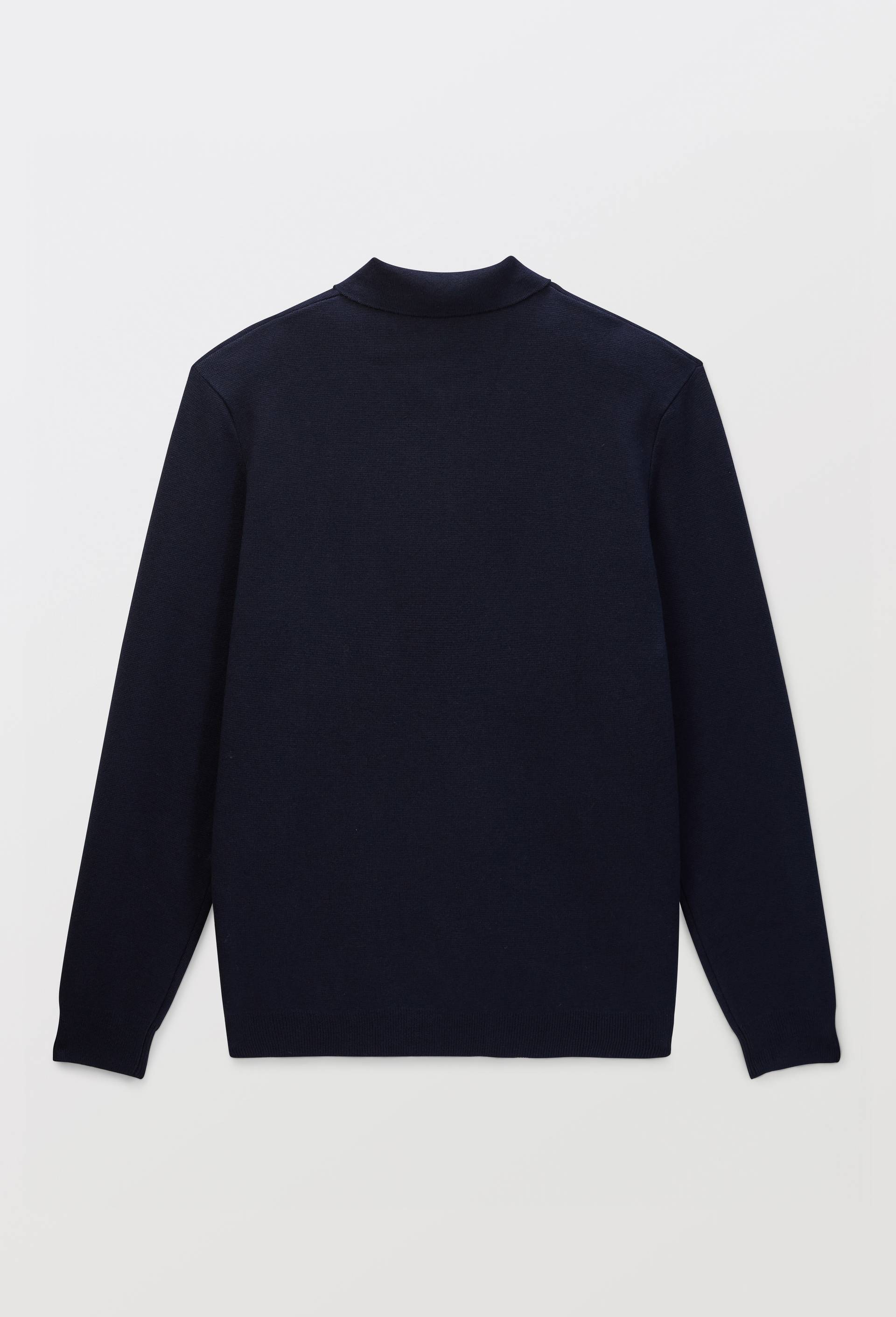 Pull col rond polo en coton et cachemire, Bleu fonc&eacute;, large image number 3.0