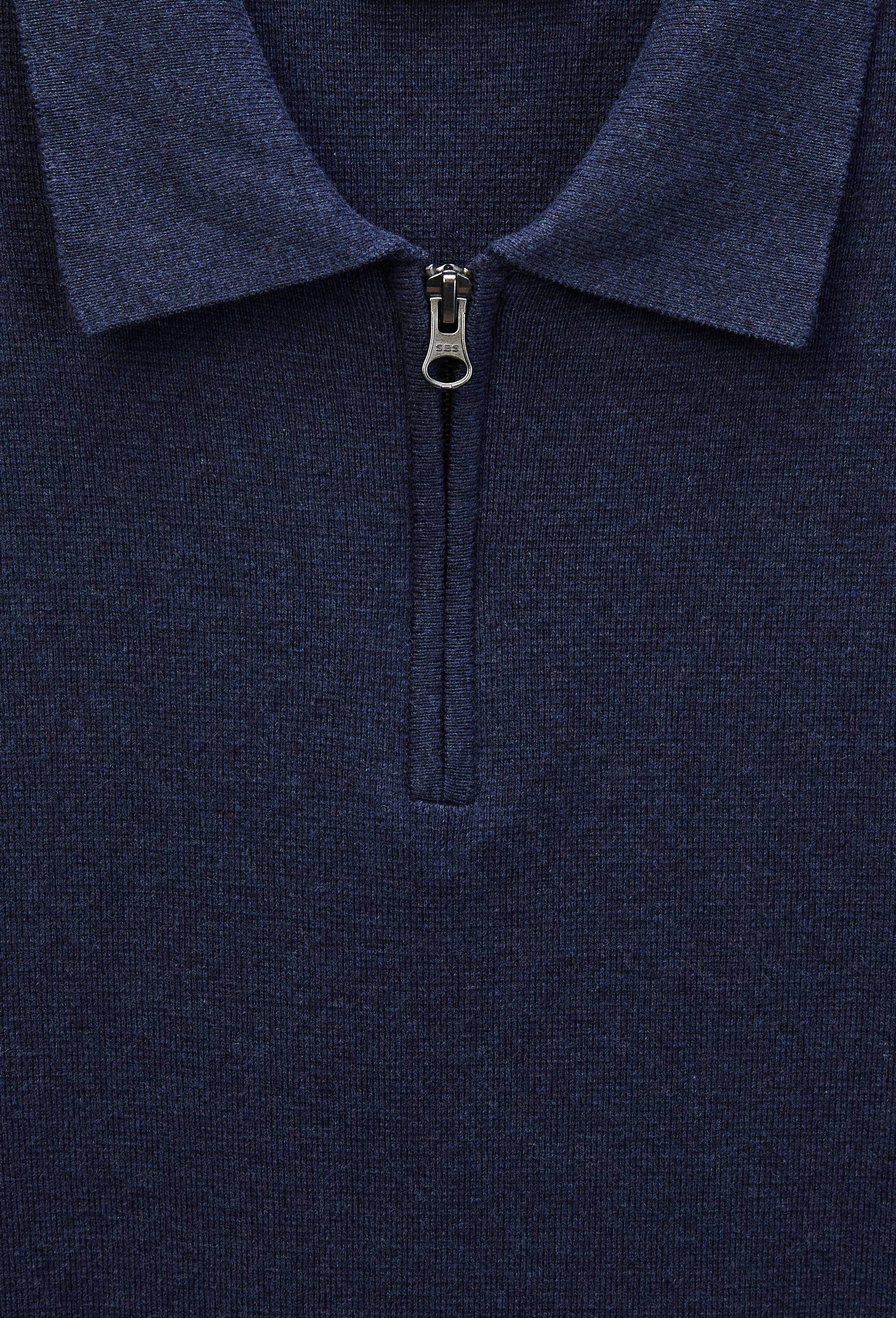 Pull col rond polo en coton et cachemire, Bleu fonc&eacute;, large image number 5.0