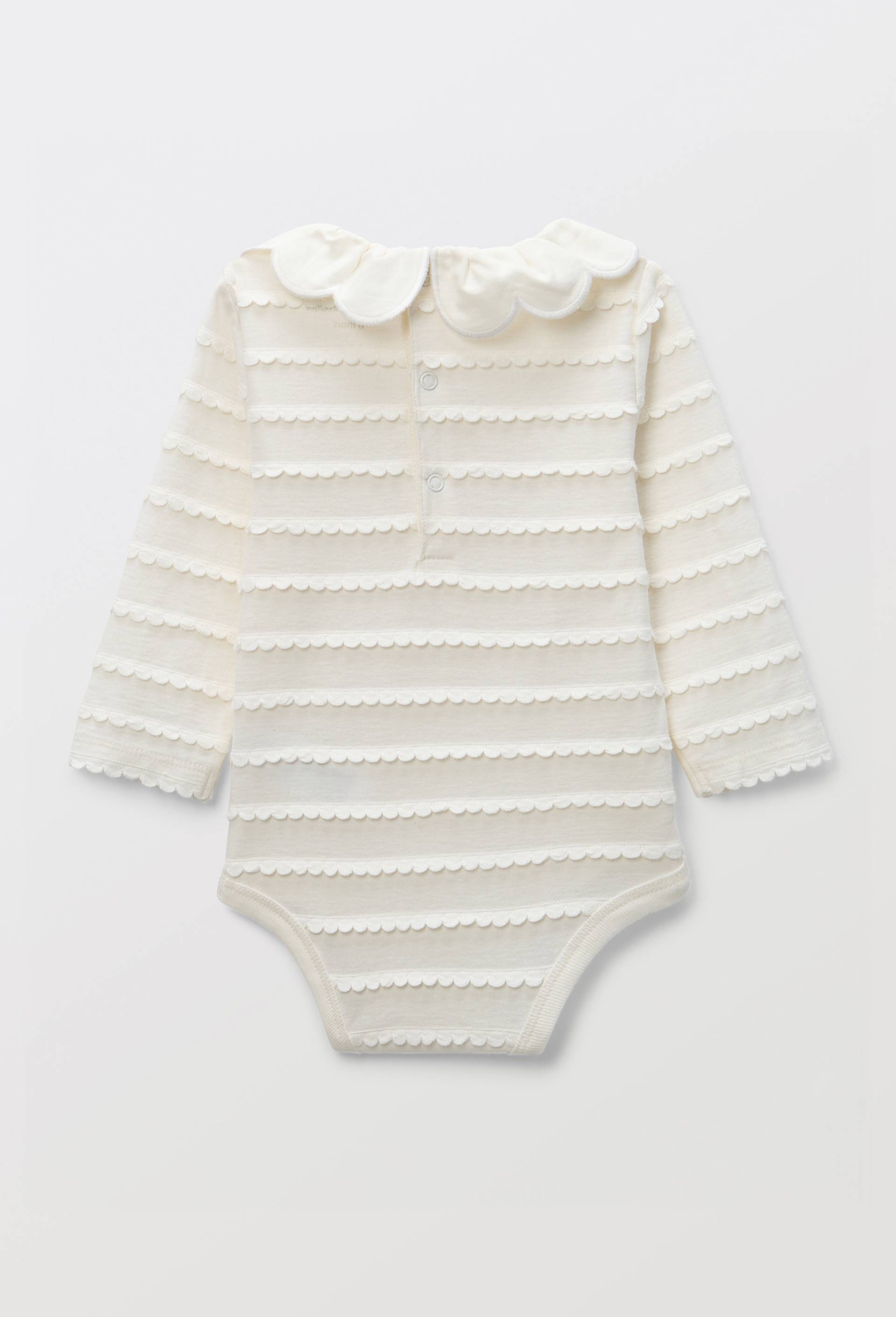 Body manches longues fantaisie en coton BIO GOTS, Ecru, large image number 2