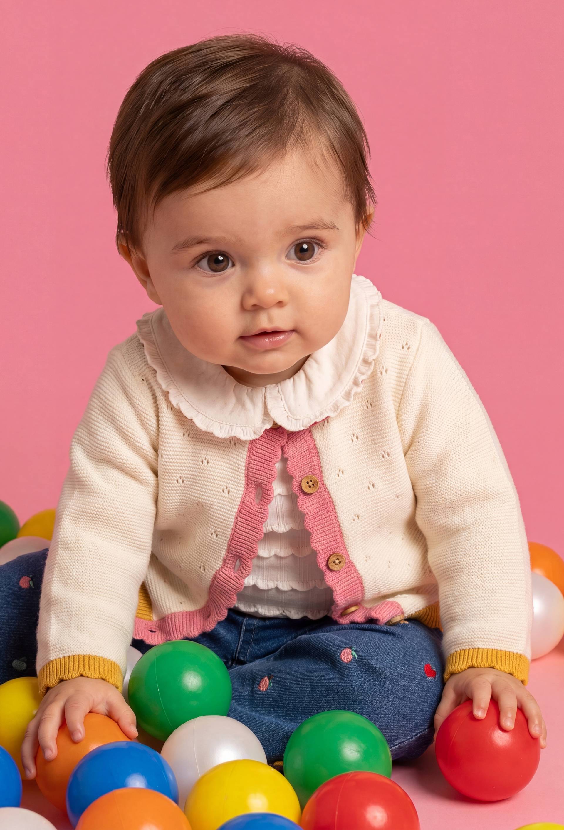 Cardigan en pointelle en coton, Ecru, large image number 0