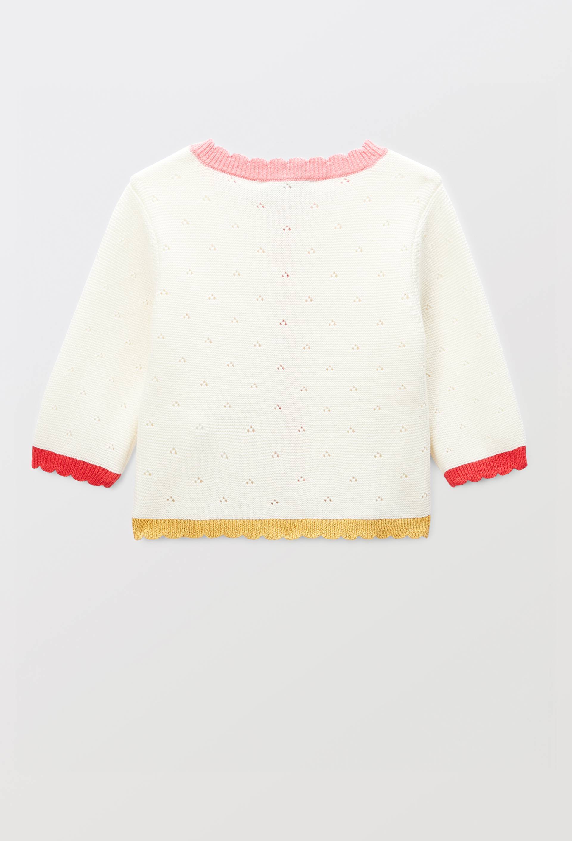 Cardigan en pointelle en coton, Ecru, large image number 4