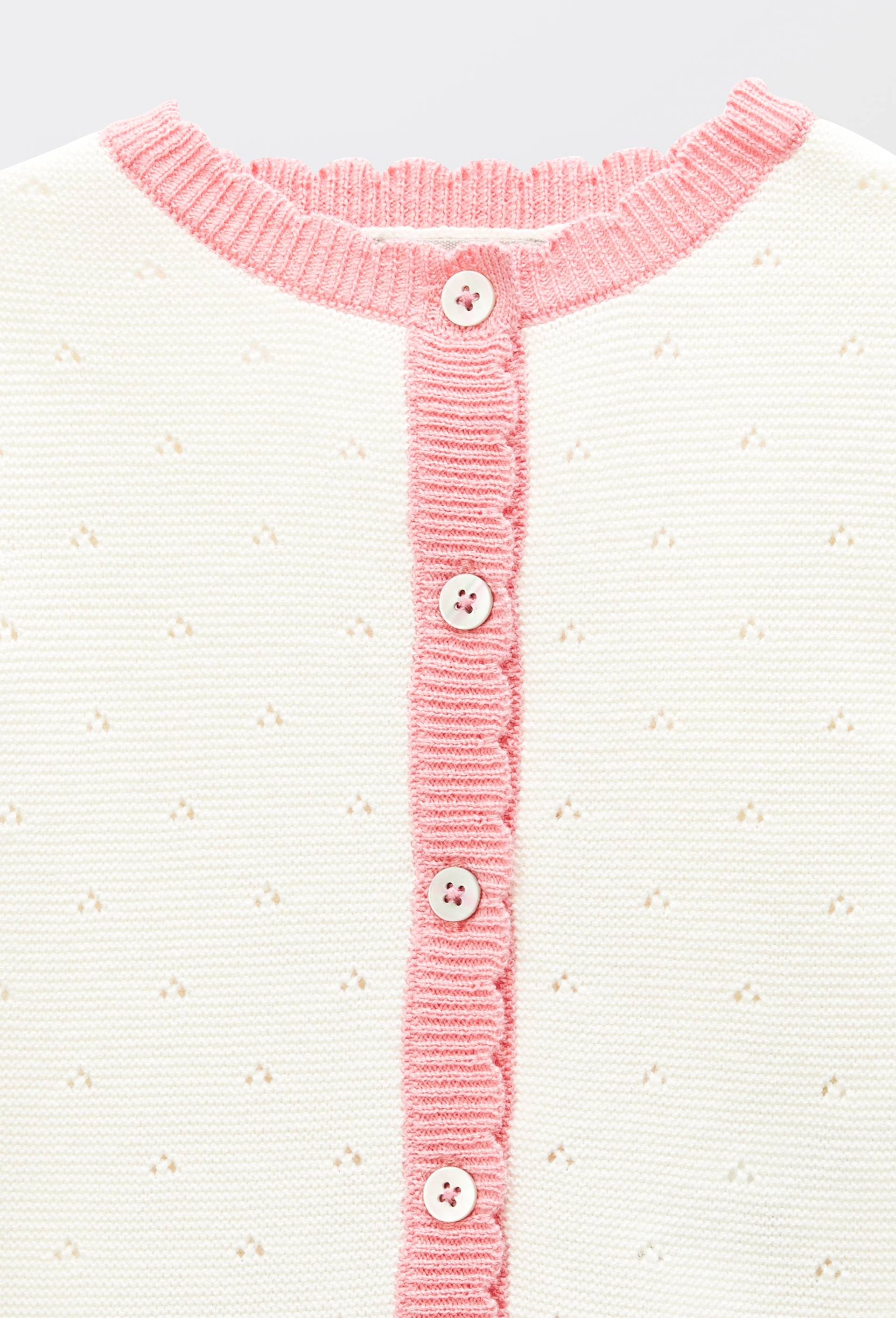 Cardigan en pointelle en coton, Ecru, large image number 5