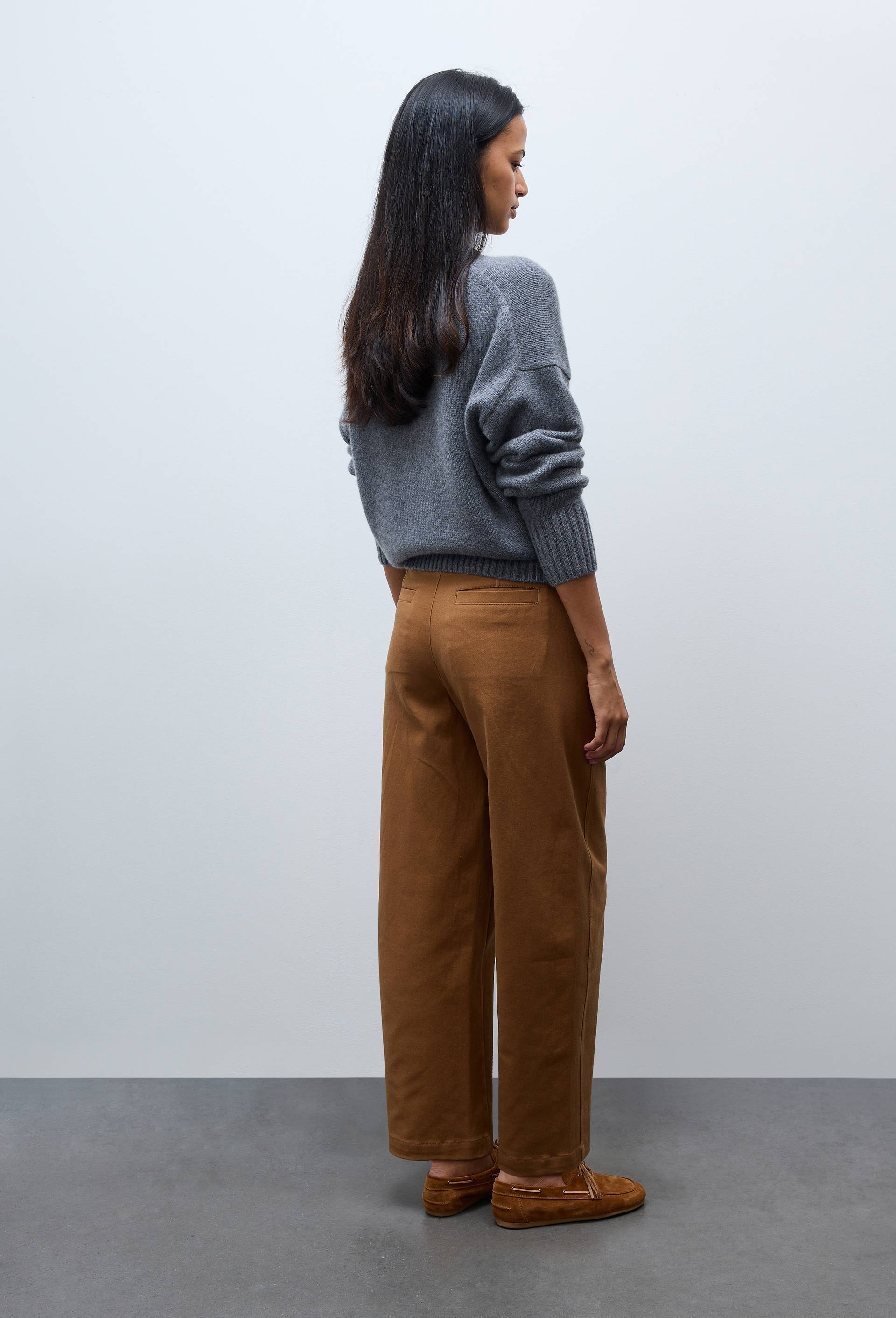 Pantalon barrel avec poches c&ocirc;t&eacute;s en coton BIO GOTS, Beige, large image number 1