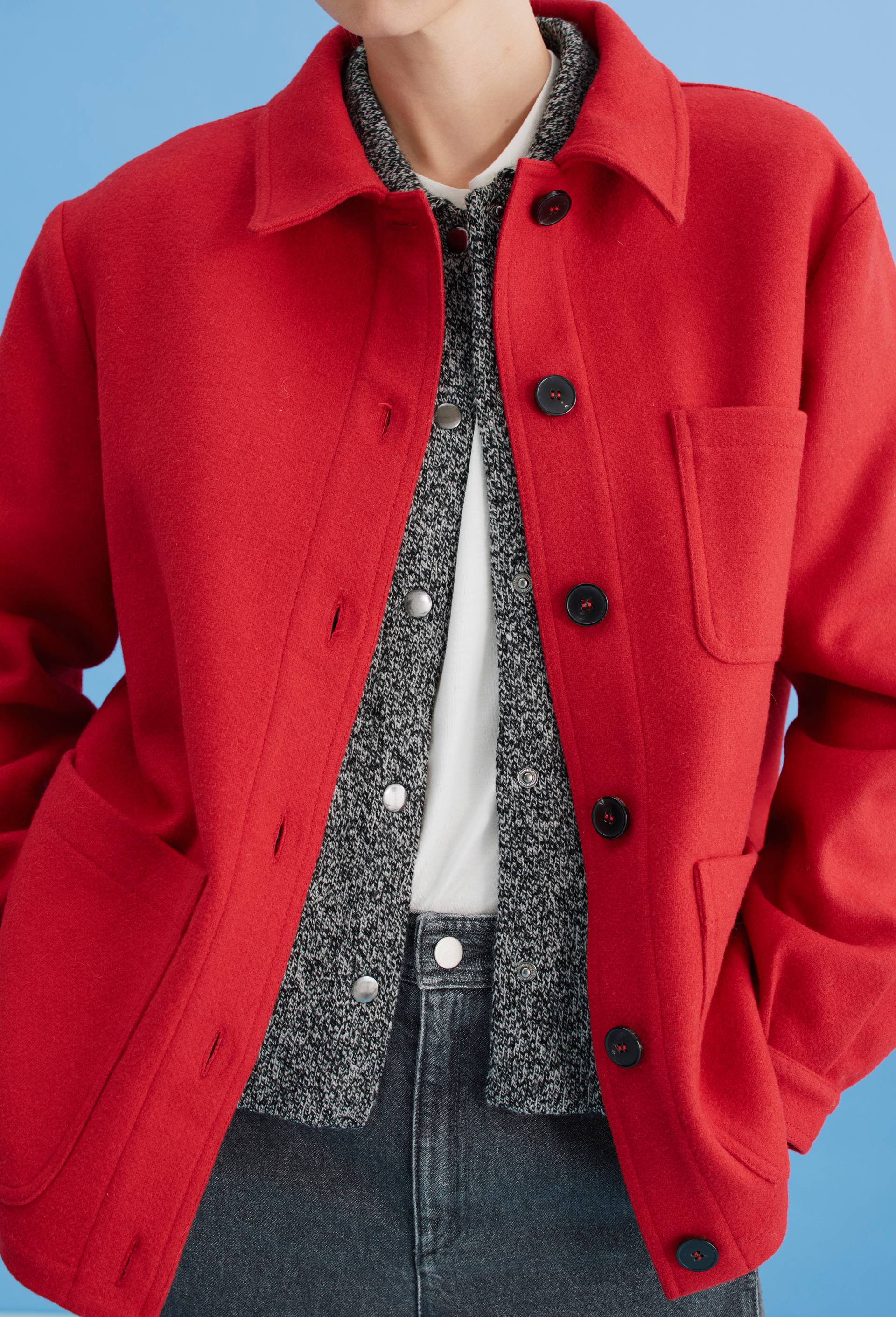 Veste contenant de la laine, Rouge, large image number 1