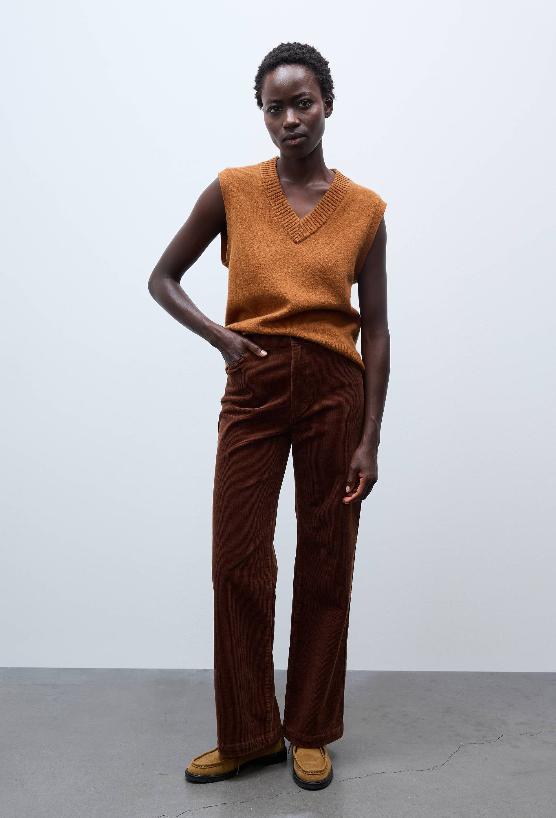Pantalon large en velours en coton BIO GOTS, Brun, large image number 0