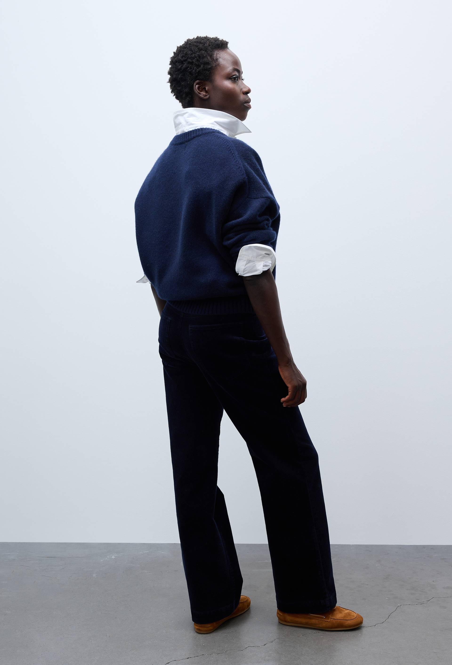 Pantalon large en velours en coton BIO GOTS, Bleu fonc&eacute;, large image number 1.0
