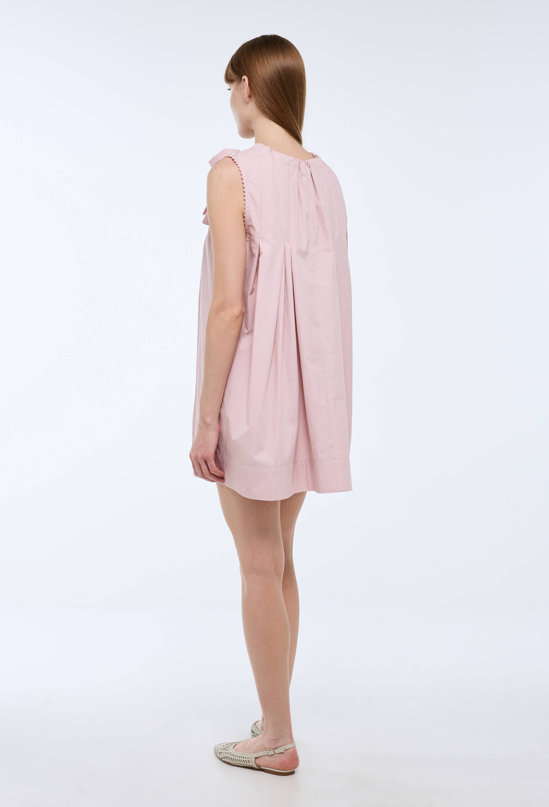 Robe courte sans manches d&eacute;tail noeuds resserrable, Rose, large image number 2