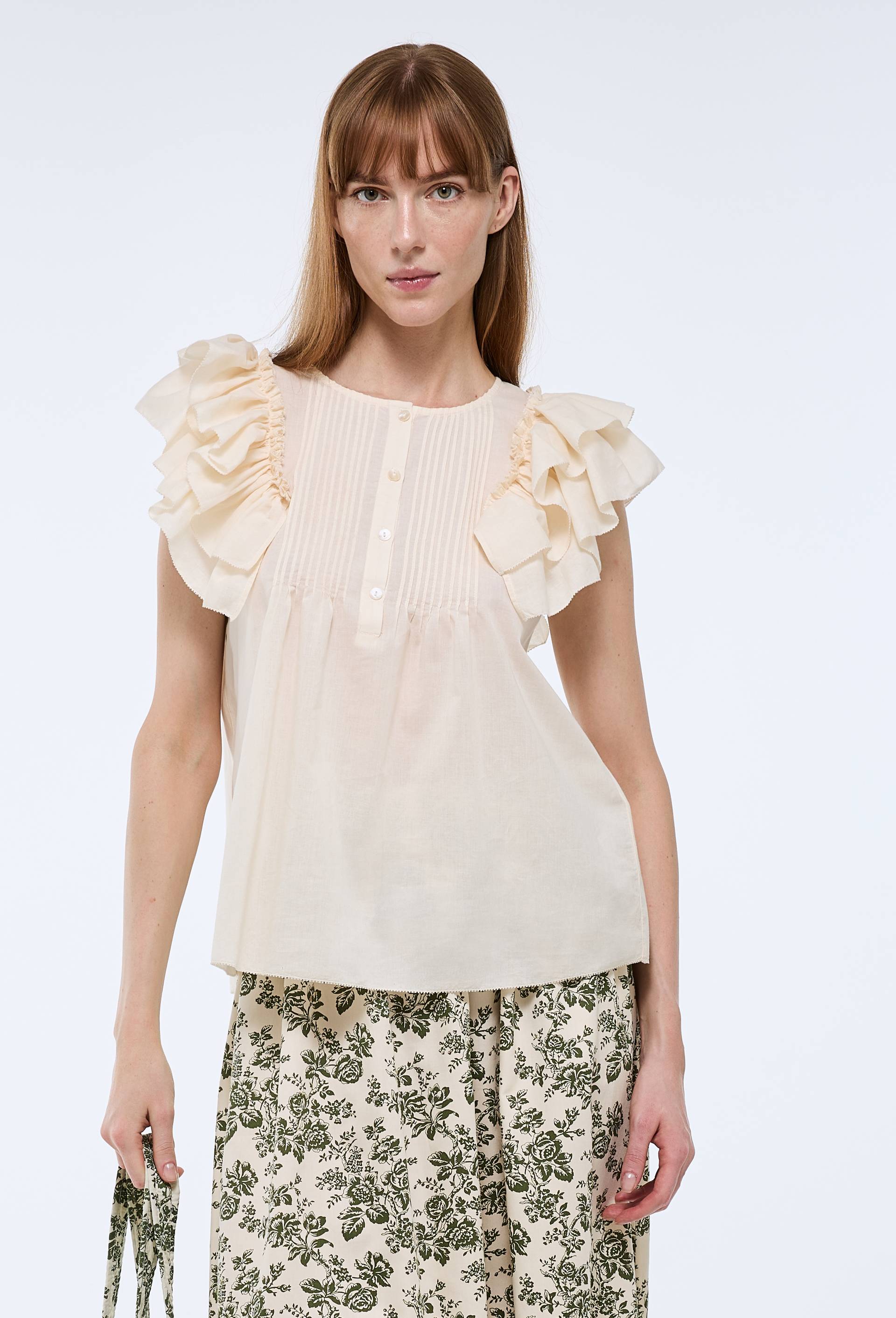 Top sans manches unie en voile de coton BIO GOTS, Beige clair, large image number 0.0