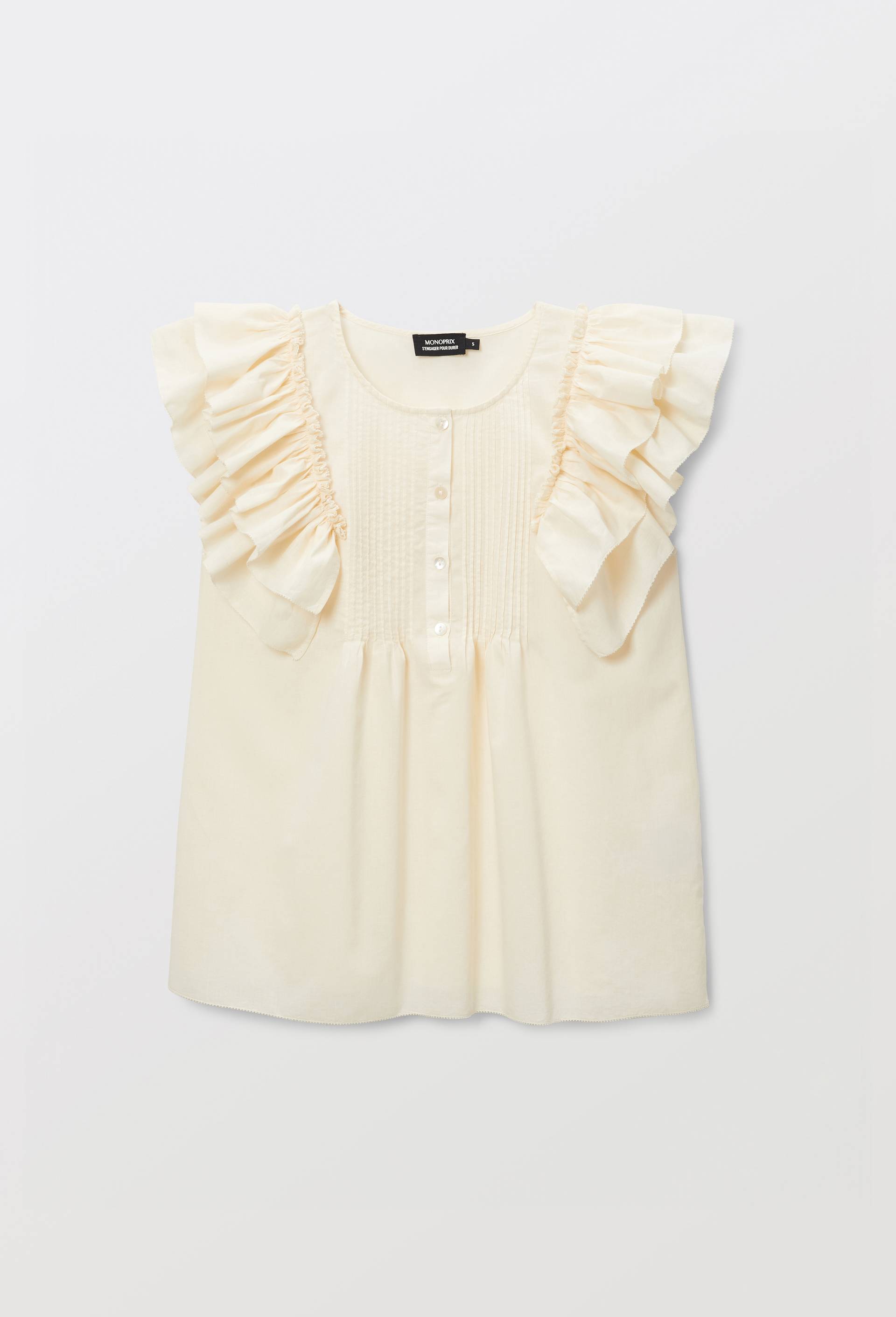 Top sans manches unie en voile de coton BIO GOTS, Beige clair, large image number 2