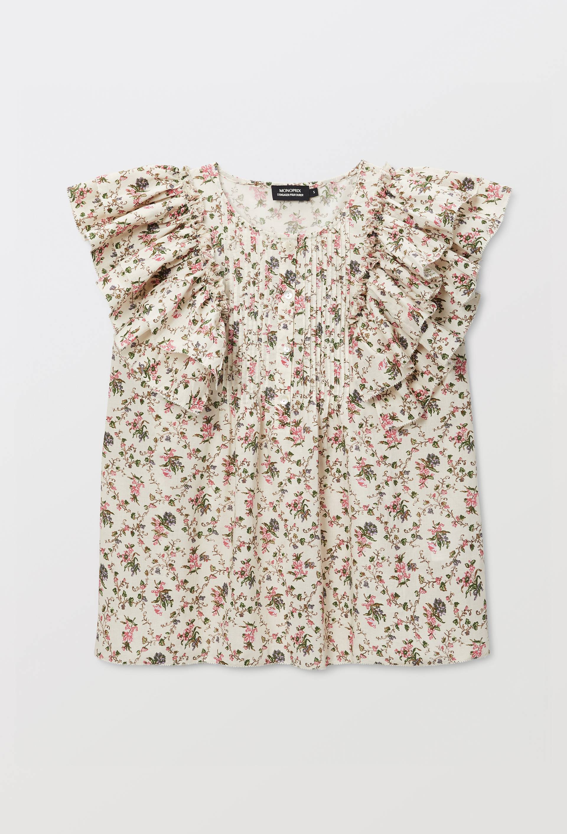Top sans manches imprim&eacute; en voile de coton BIO GOTS, Beige clair, large image number 2