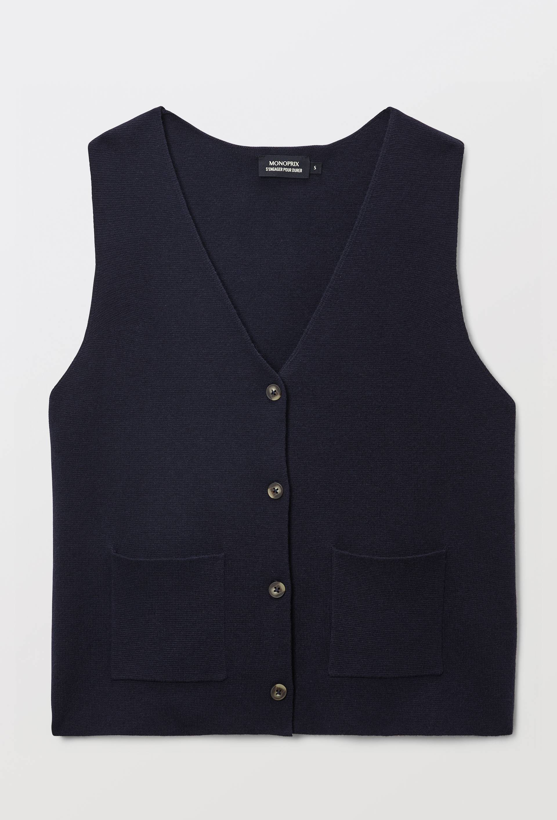 Gilet sans manche contenant de la laine, Bleu fonc&eacute;, large image number 2.0