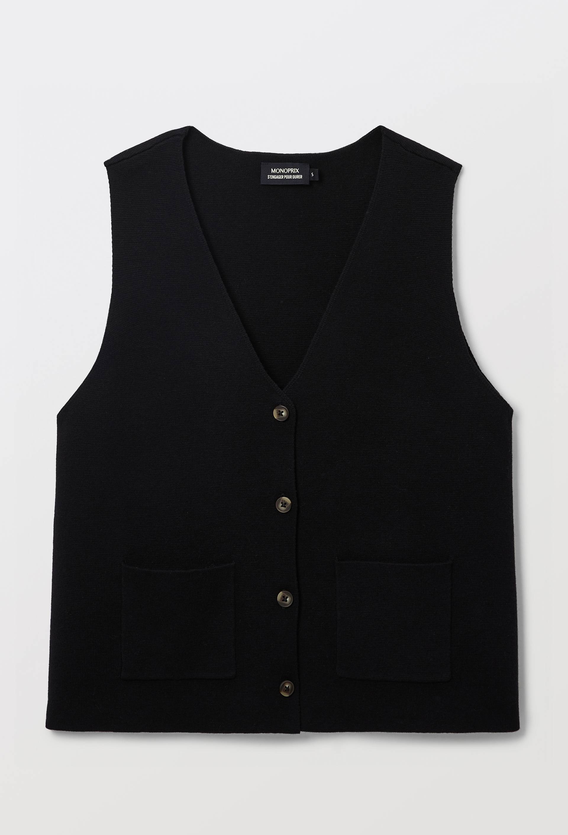 Gilet sans manche contenant de la laine, Noir, large image number 2