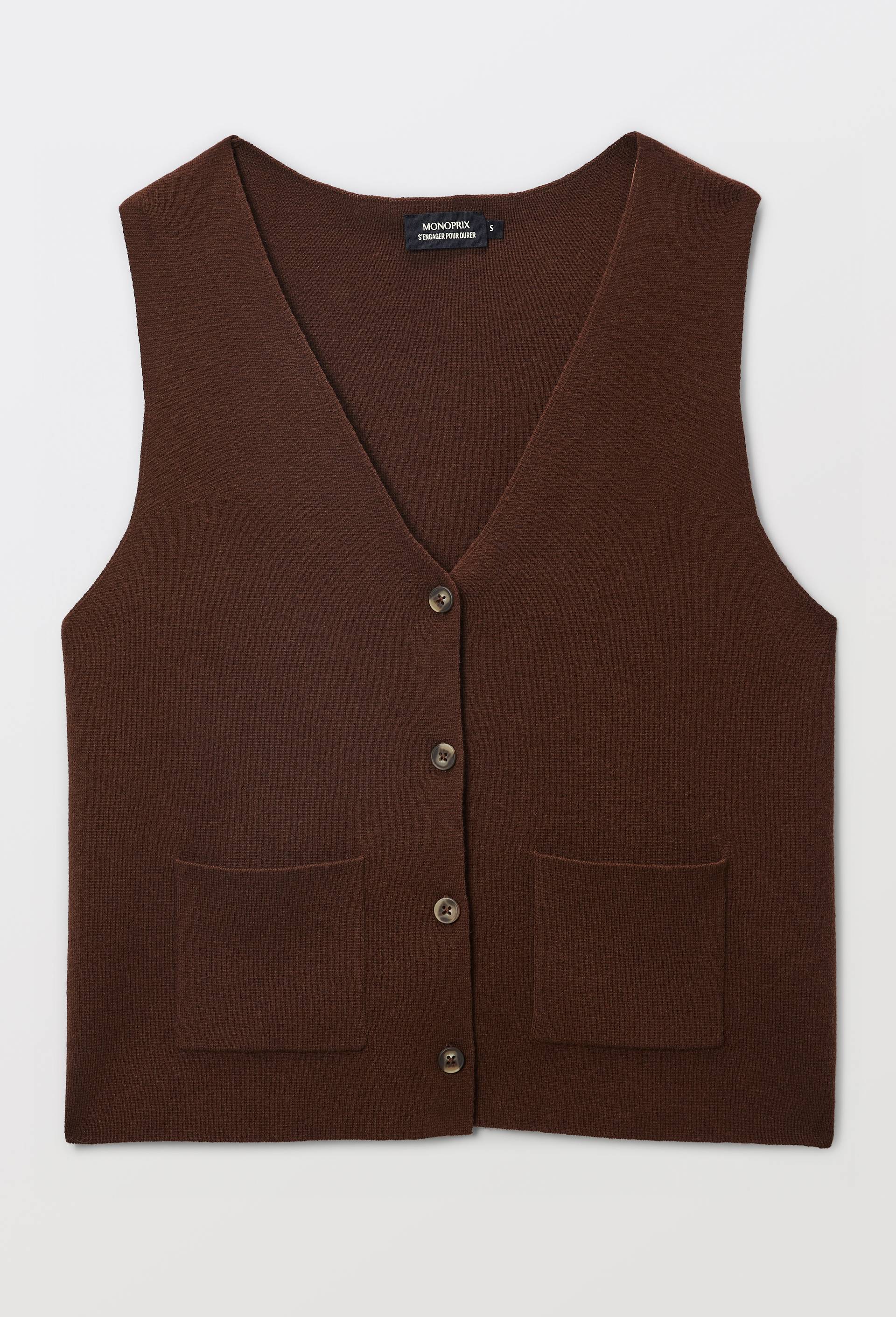 Gilet sans manche contenant de la laine, Brun, large image number 2