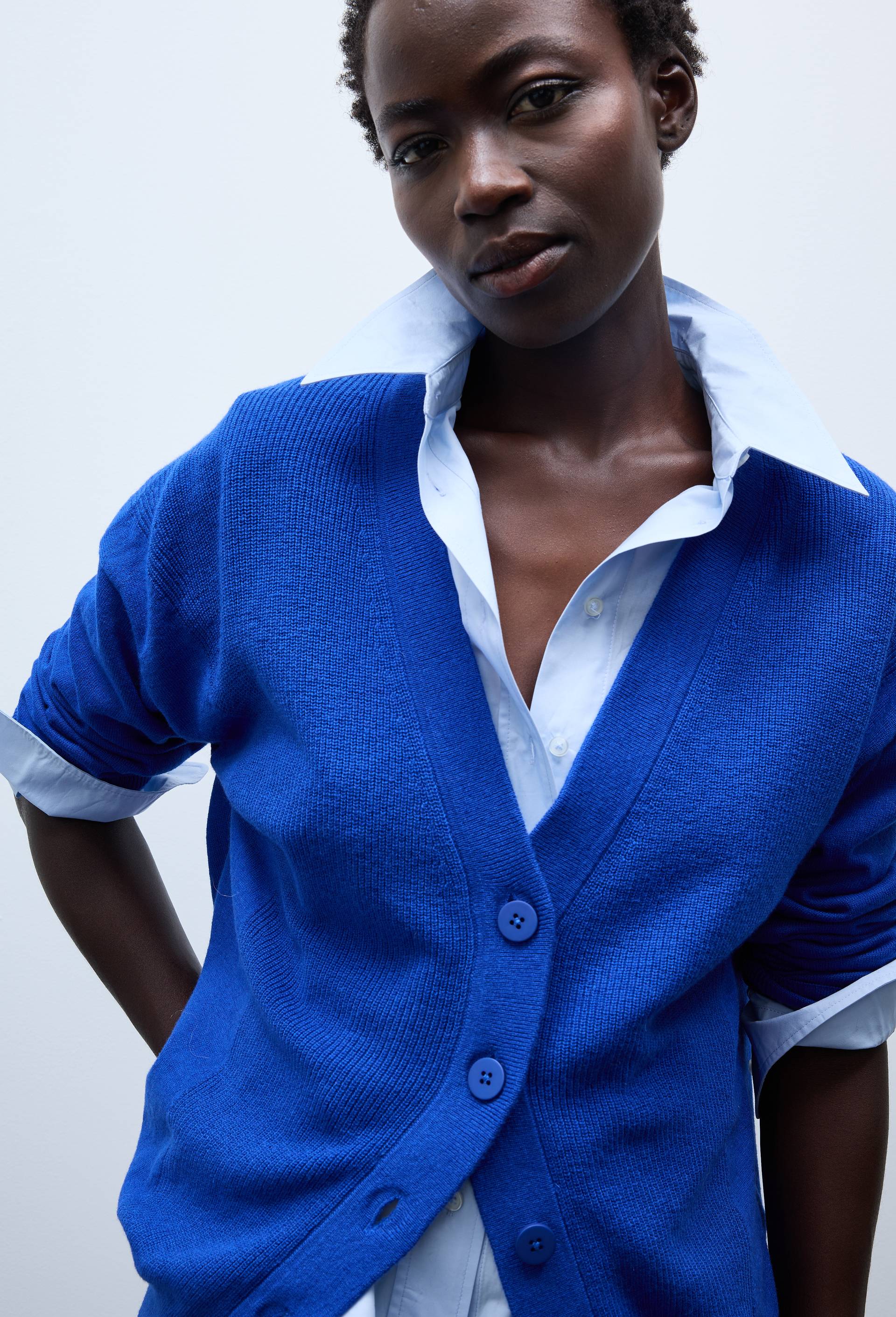 Cardigan &agrave; manches longues, Bleu, large image number 0.0