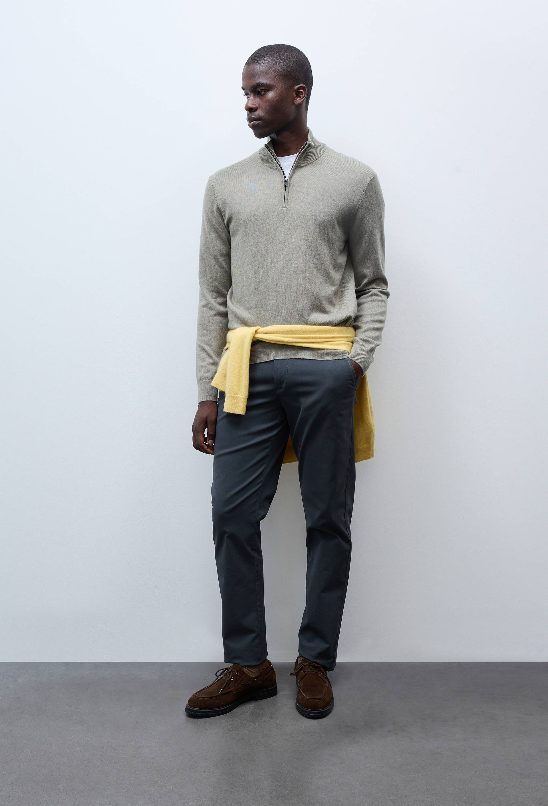 Pantalon chino straight en coton BIO GOTS, Gris fonc&eacute;, swatch image