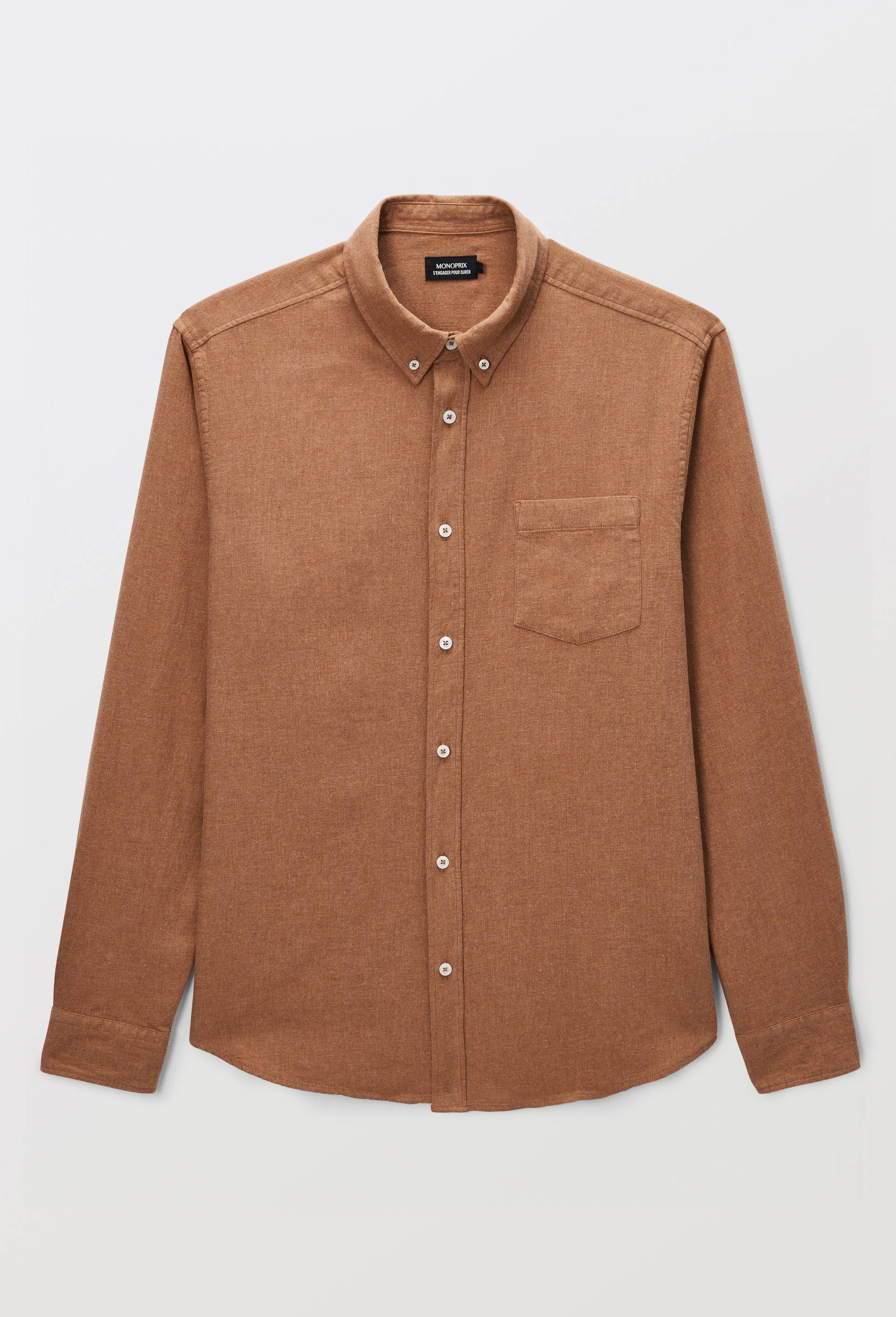 Chemise manches longues en flanelle de coton BIO GOTS, Beige, large image number 2