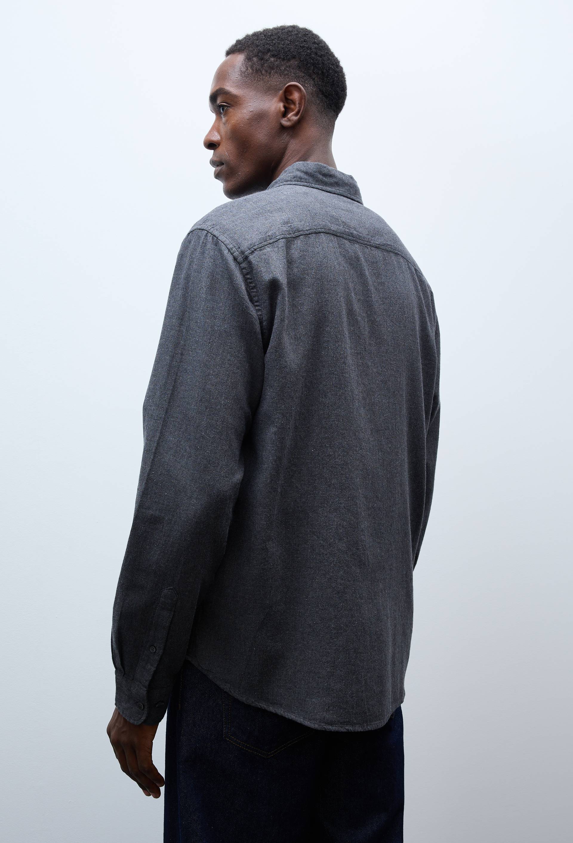 Chemise manches longues en flanelle de coton BIO GOTS, Gris fonc&eacute;, large image number 1.0