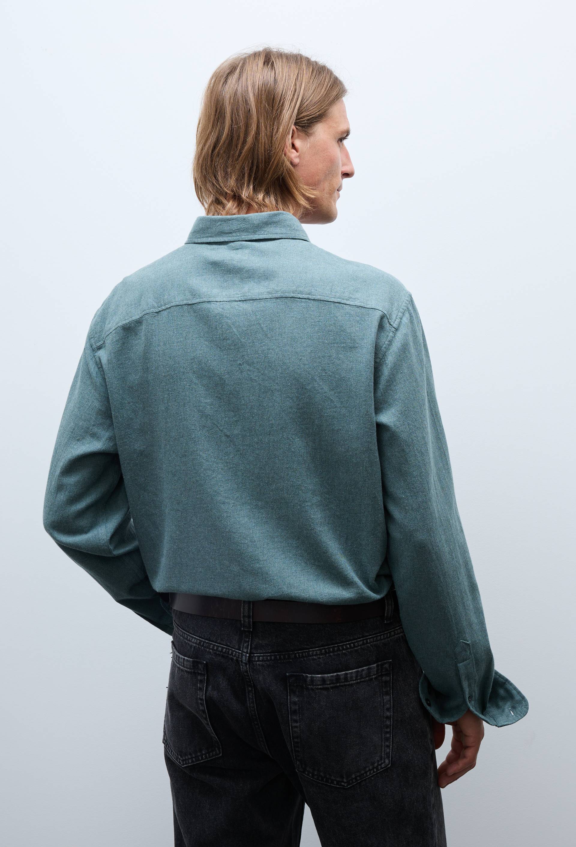Chemise manches longues en flanelle de coton BIO GOTS, Vert fonc&eacute;, large image number 1