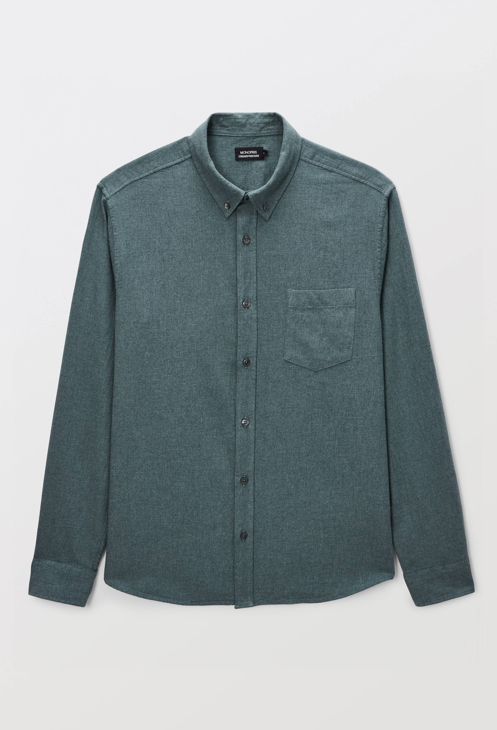 Chemise manches longues en flanelle de coton BIO GOTS, Vert fonc&eacute;, large image number 2.0
