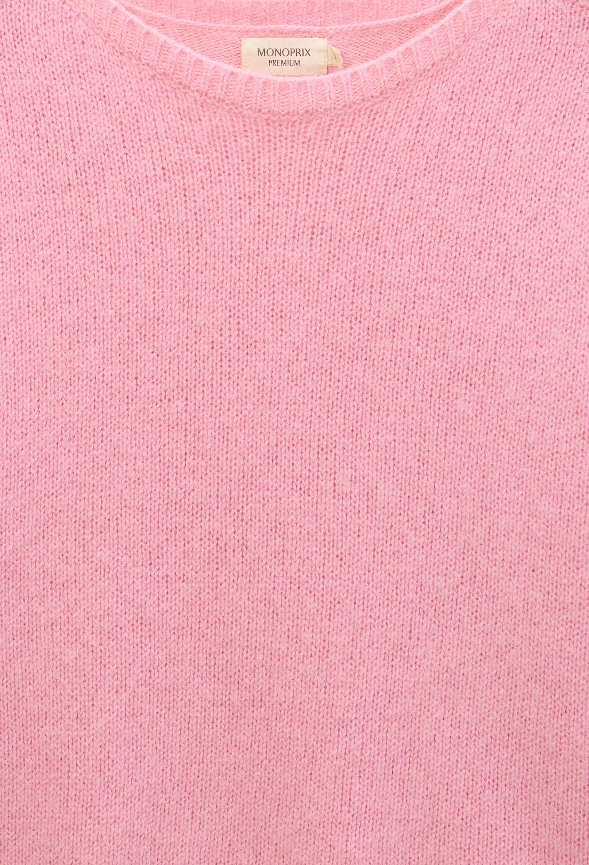 Pull col bateau uni contenant de l'alpaga, Rose, large image number 4