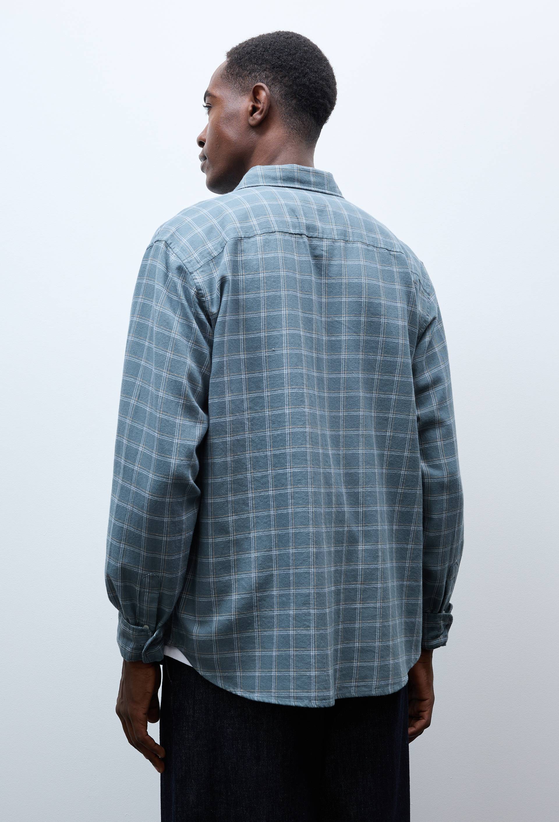 Chemise manches longues &agrave; carreaux en flanelle de coton BIO GOTS, Vert fonc&eacute;, large image number 1
