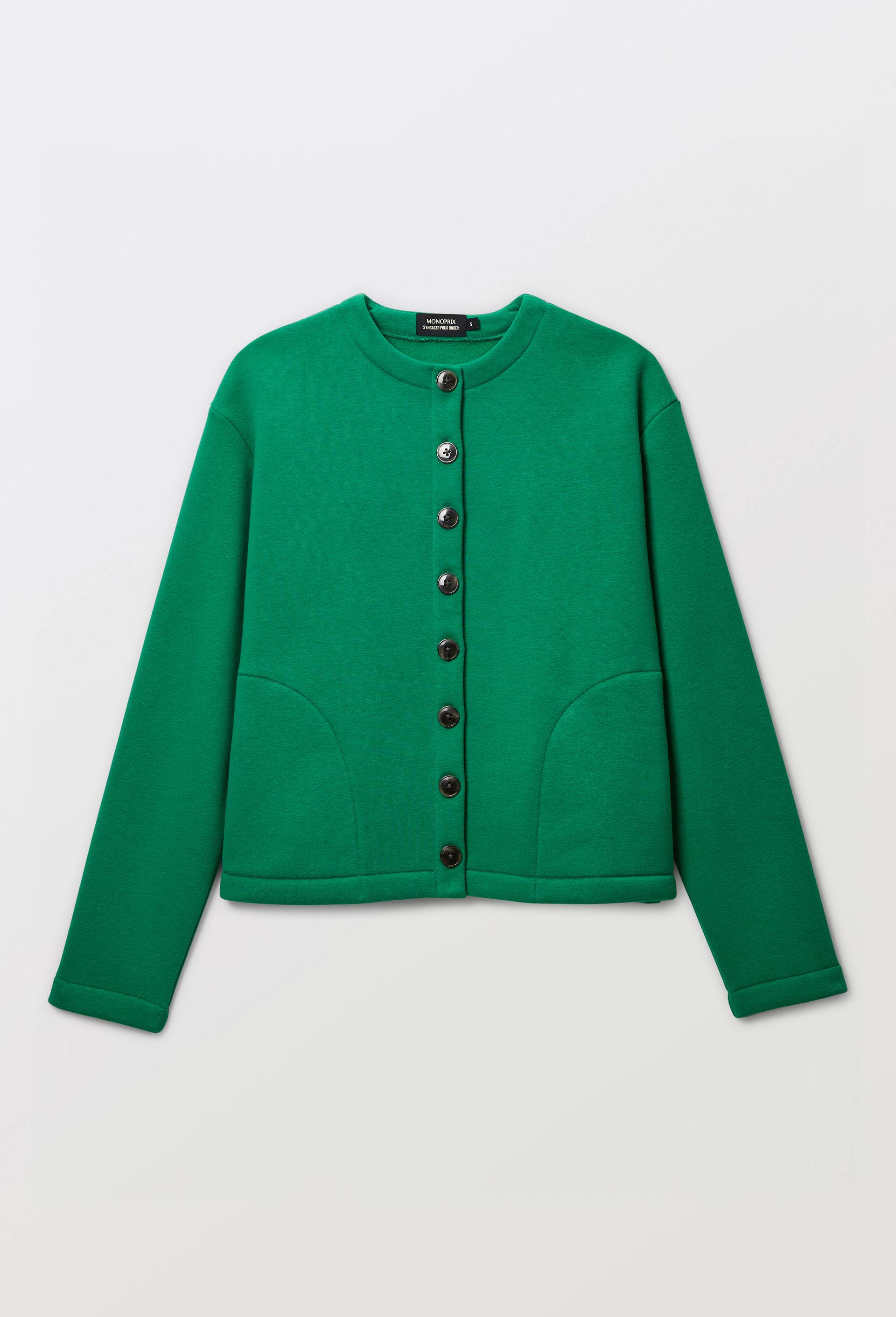 Cardigan boutonn&eacute; contenant du coton BIO, Vert, large image number 3.0