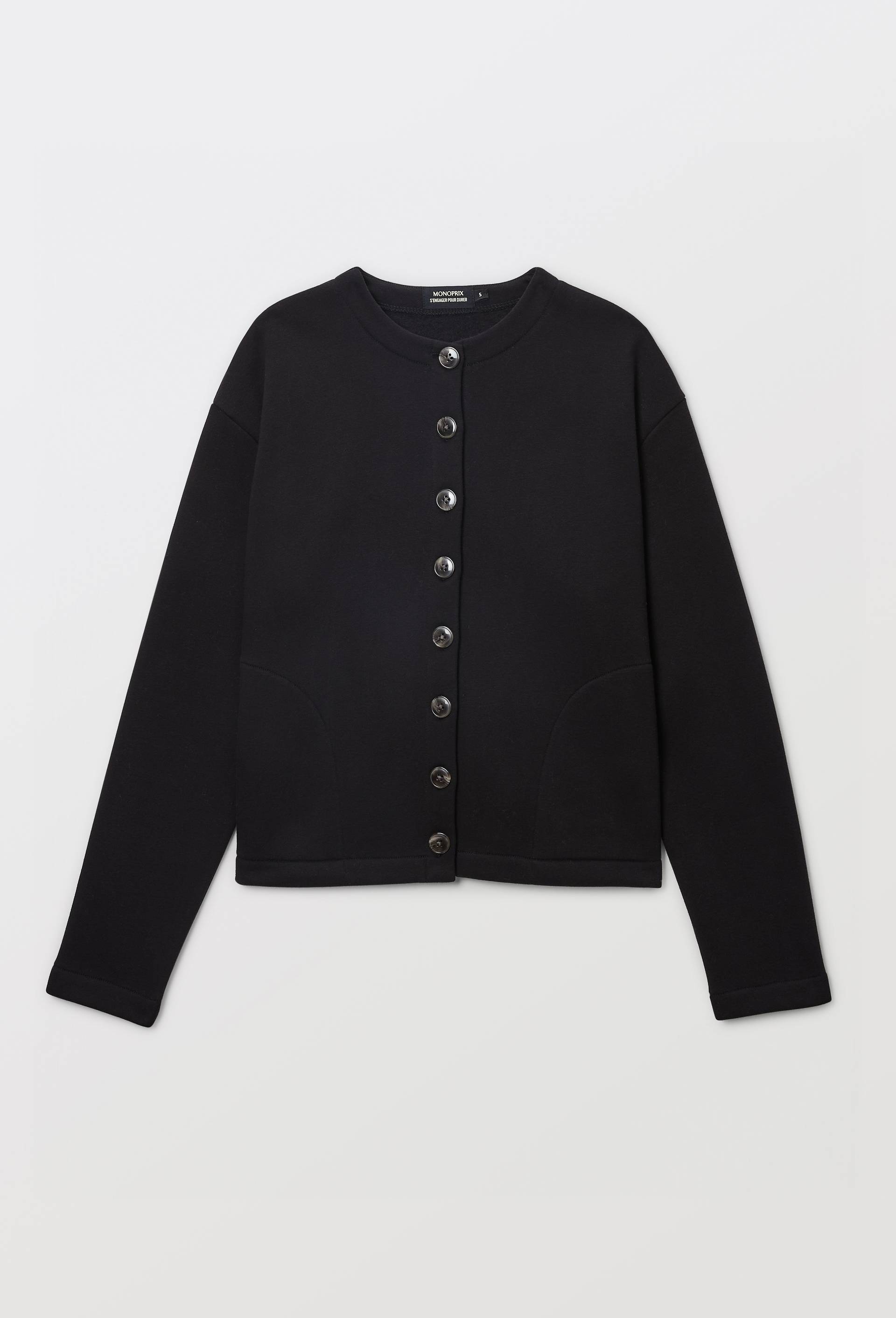 Cardigan boutonn&eacute; contenant du coton BIO, Noir, large image number 3
