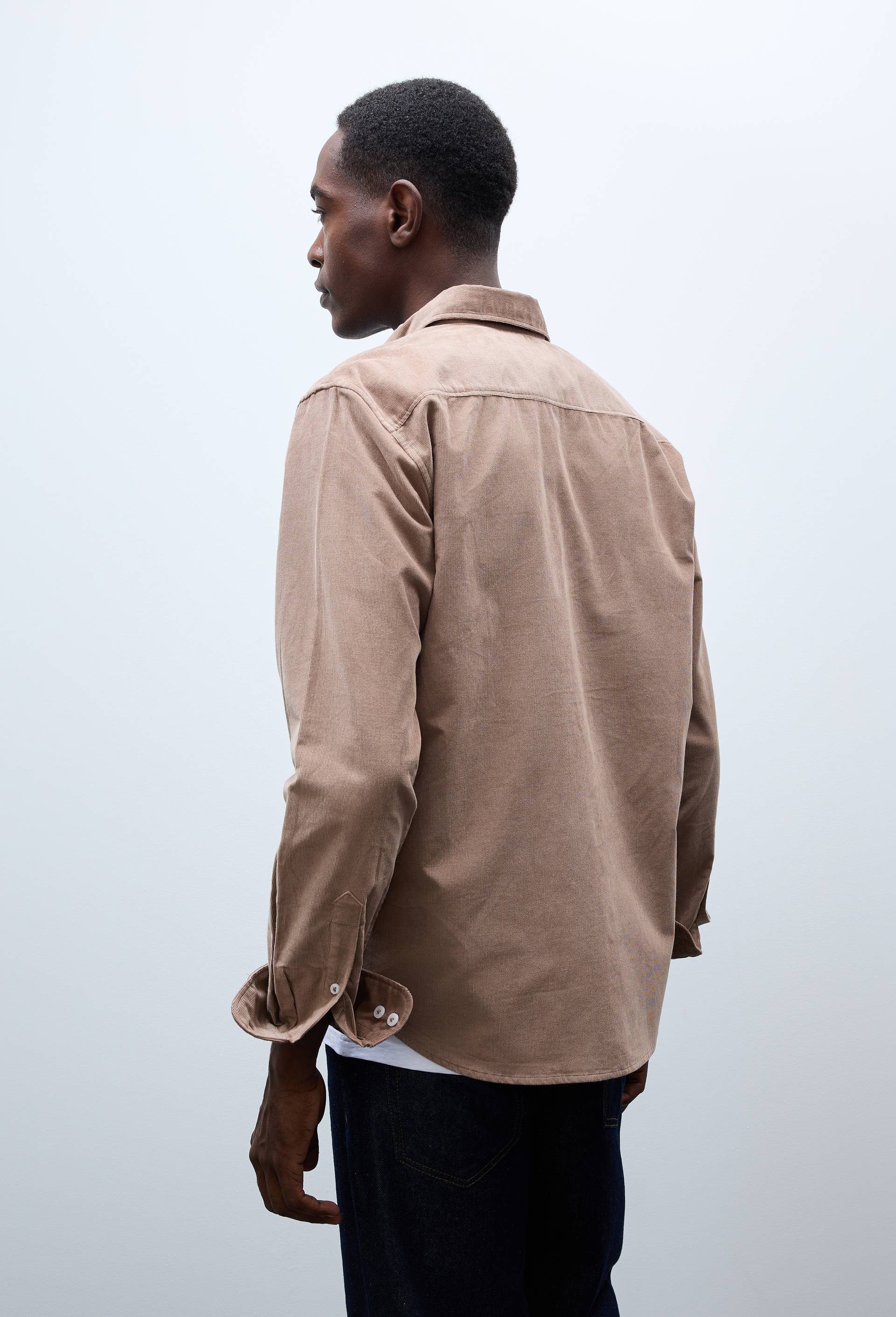 Chemise manches longues velours en coton BIO GOTS, Brun, large image number 2.0