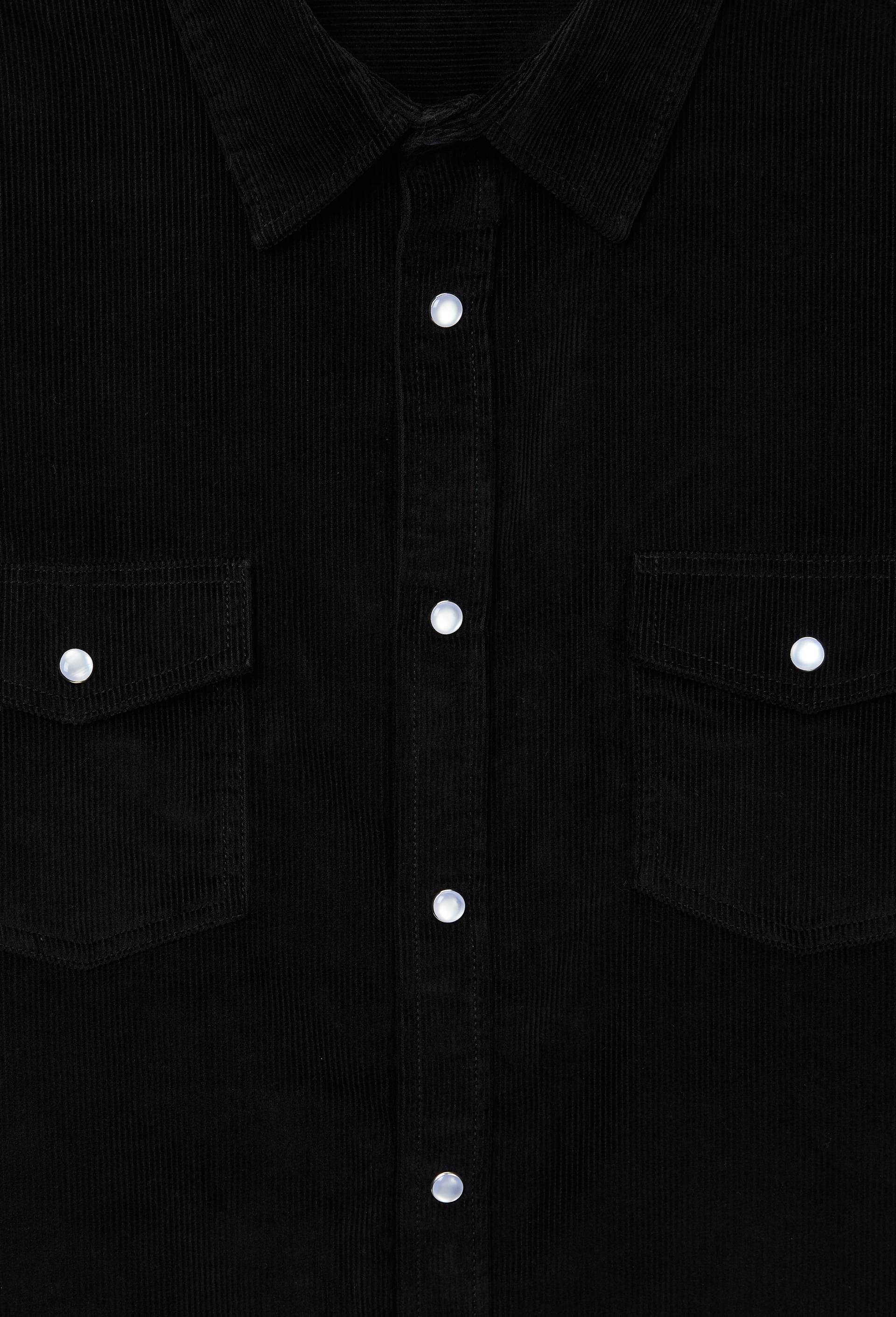 Chemise manches longues &agrave; snaps velours en coton BIO GOTS, Gris fonc&eacute;, large image number 4
