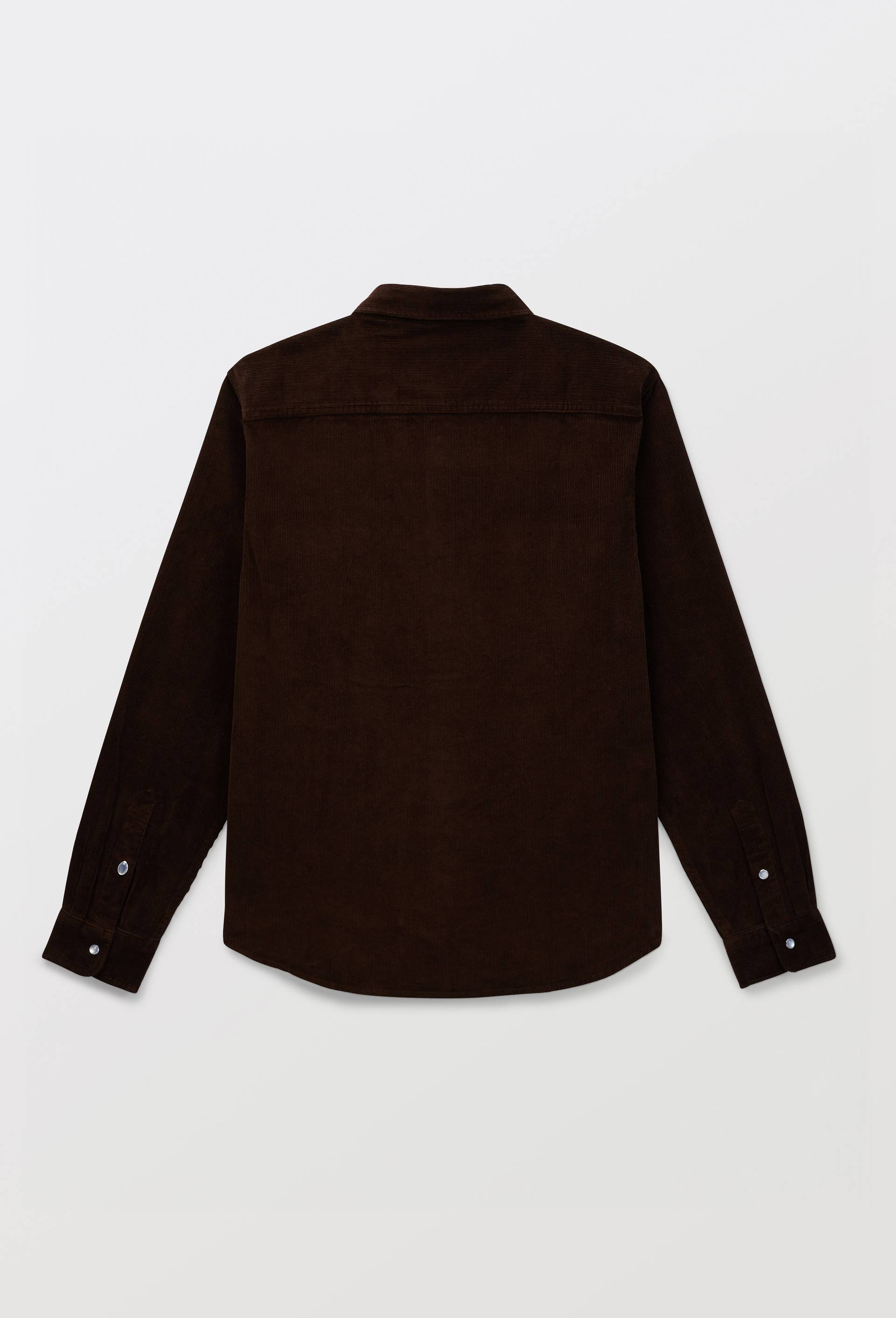 Chemise manches longues &agrave; snaps velours en coton BIO GOTS, Brun fonc&eacute;, large image number 4.0