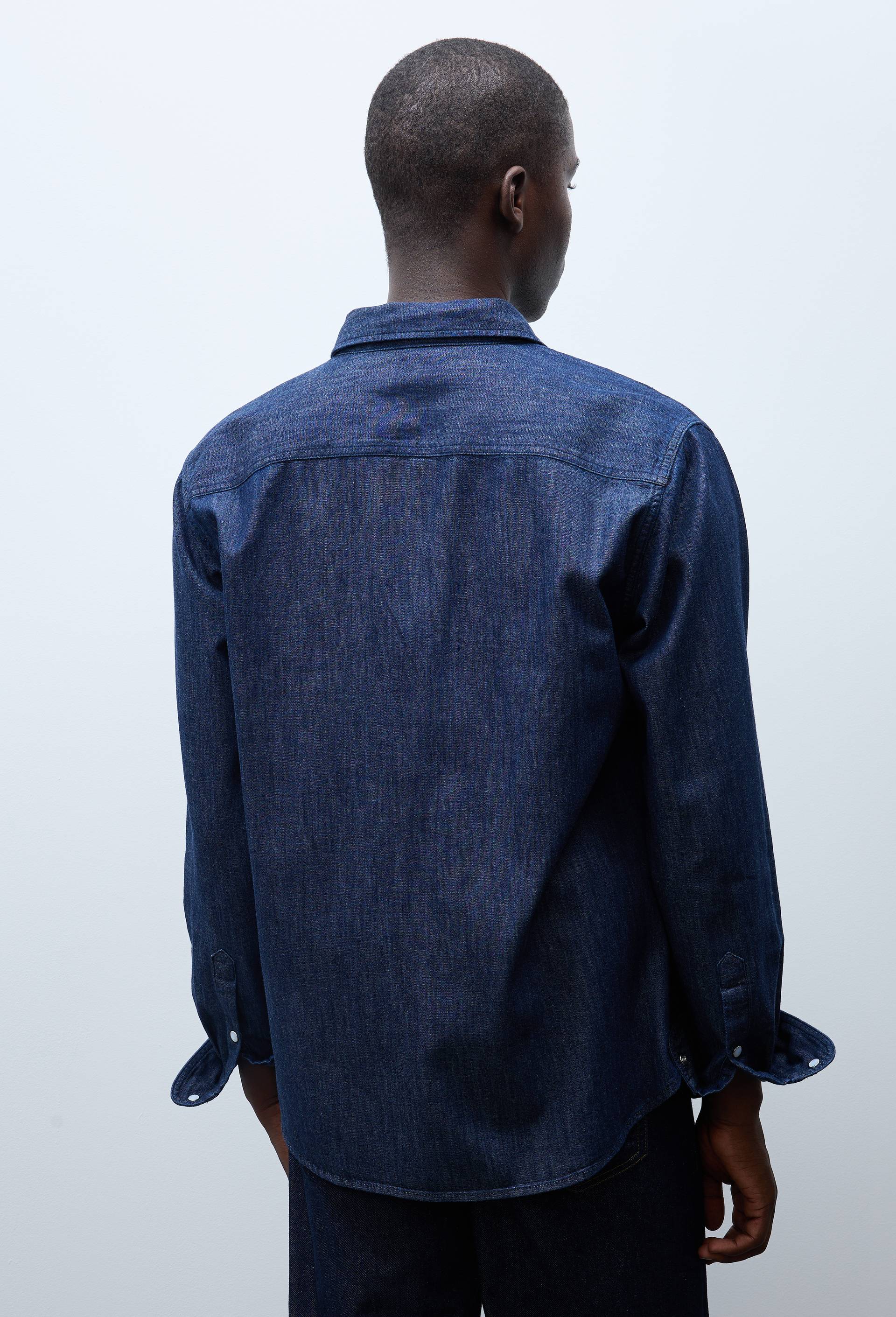 Chemise jean en coton BIO GOTS, Bleu fonc&eacute;, large image number 1.0