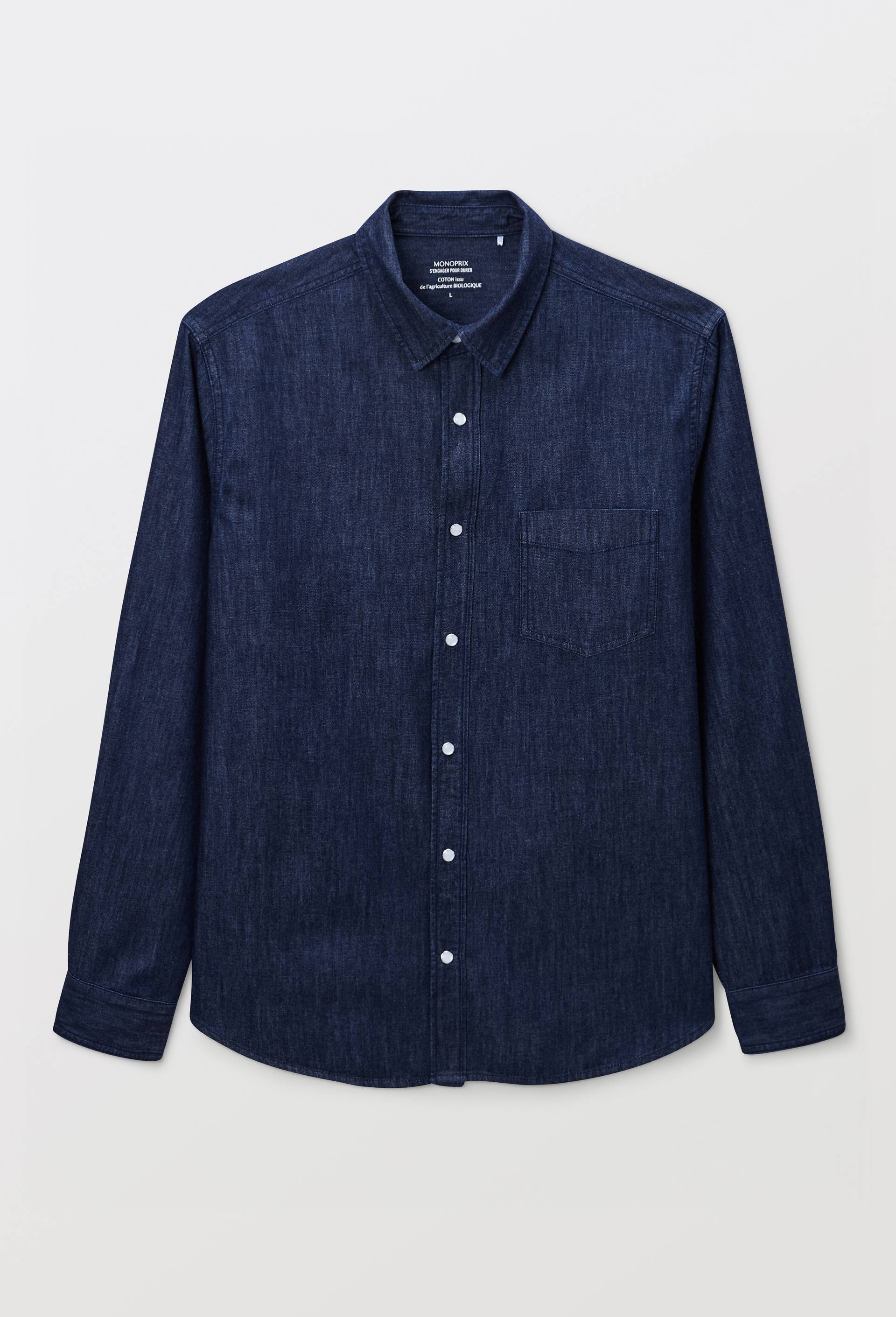 Chemise jean en coton BIO GOTS, Bleu fonc&eacute;, large image number 2.0