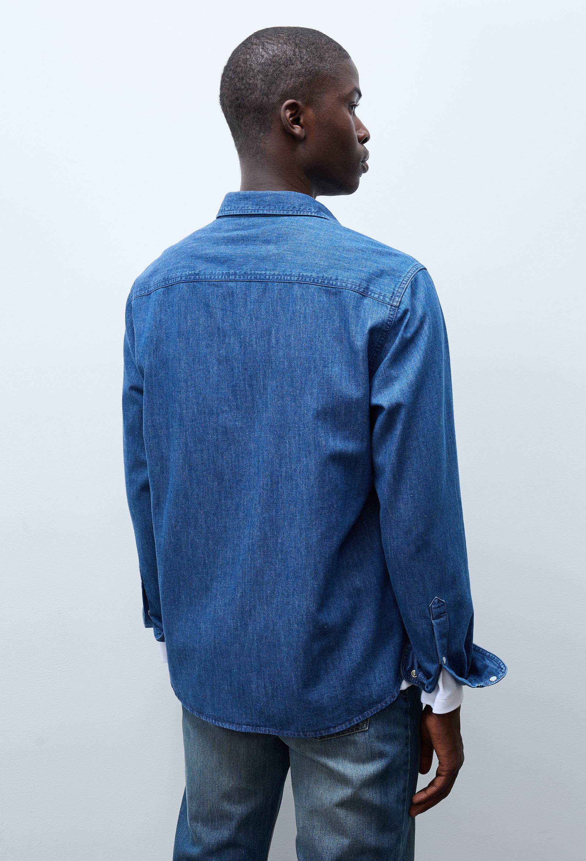 Chemise jean en coton BIO GOTS, Bleu, large image number 1