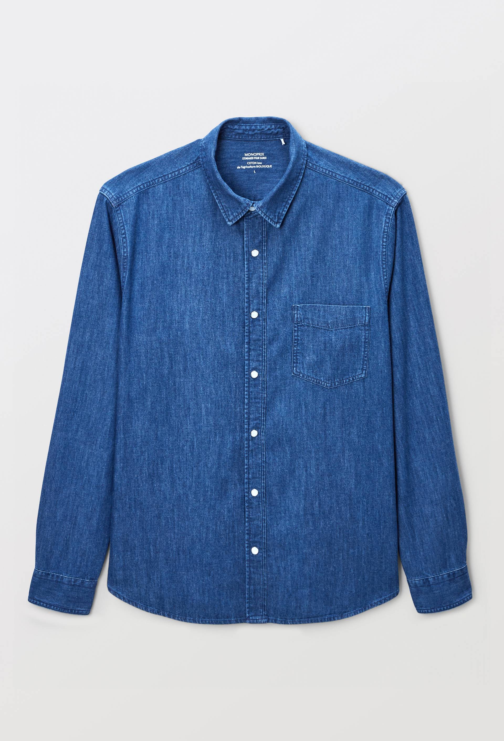 Chemise jean en coton BIO GOTS, Bleu, large image number 2.0
