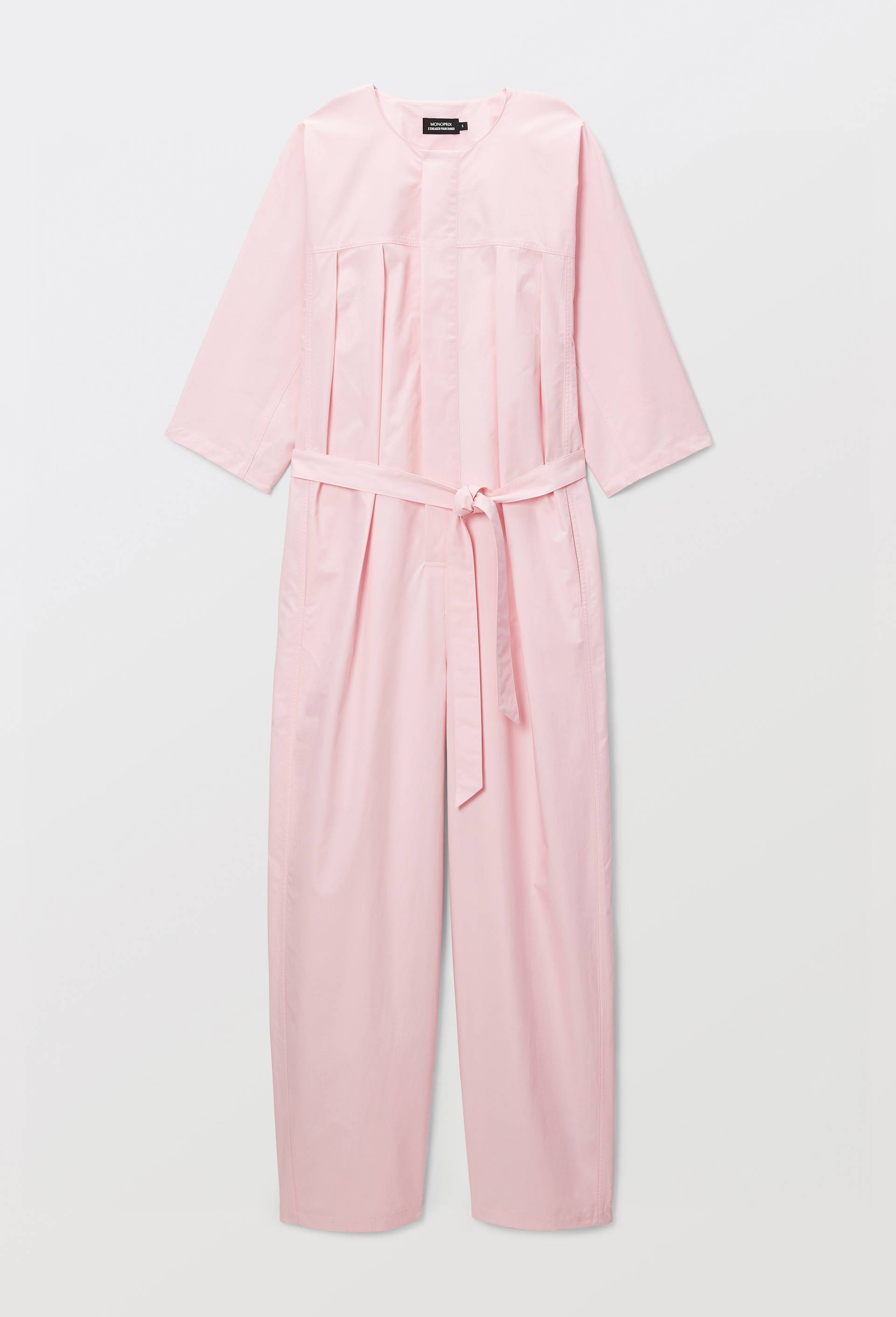 Combinaison pantalon ceintur&eacute; en coton, Rose, large image number 3.0