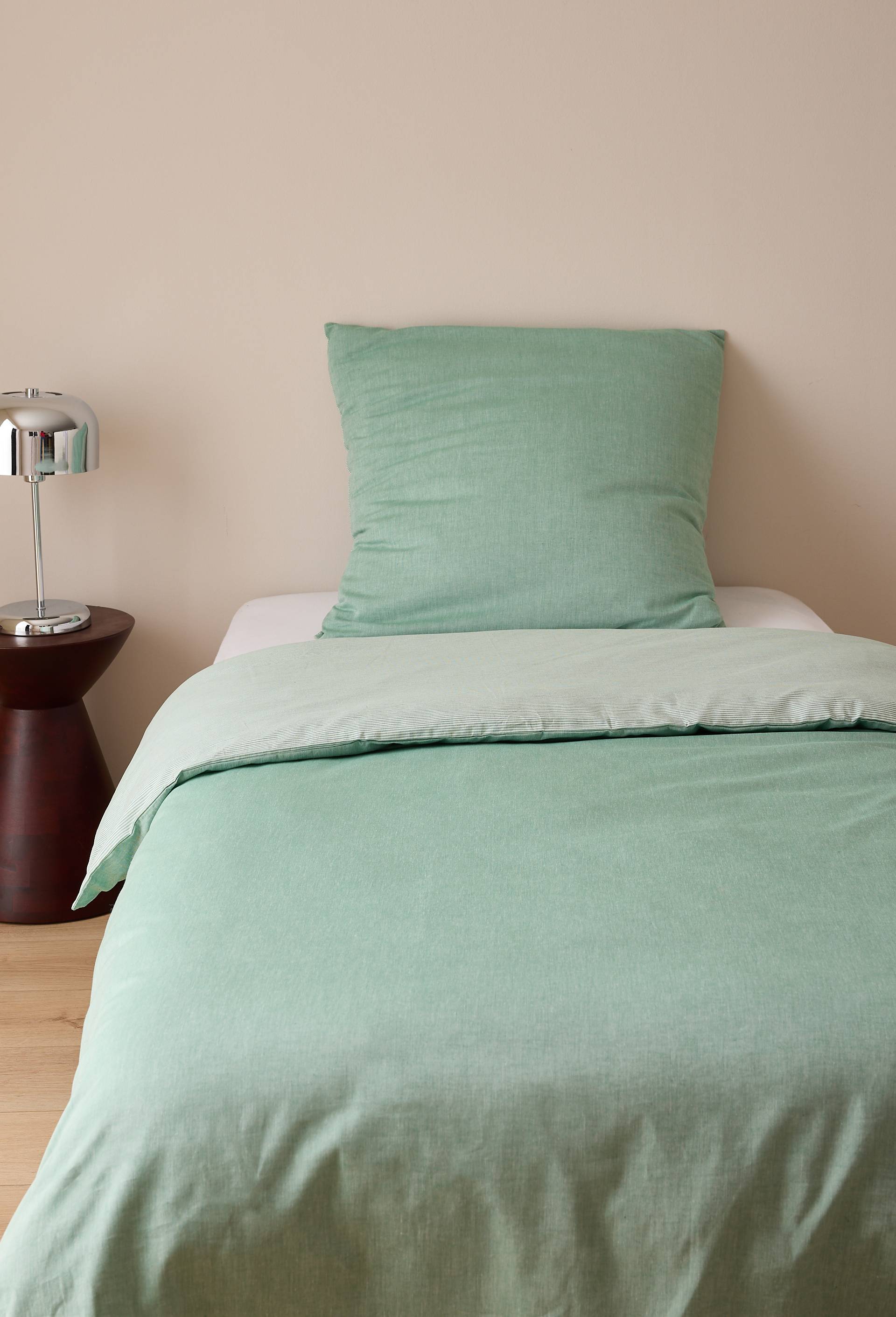 Lot housse de couette et taie d'oreiller, 100% coton bio GOTS, Vert, large image number 0.0