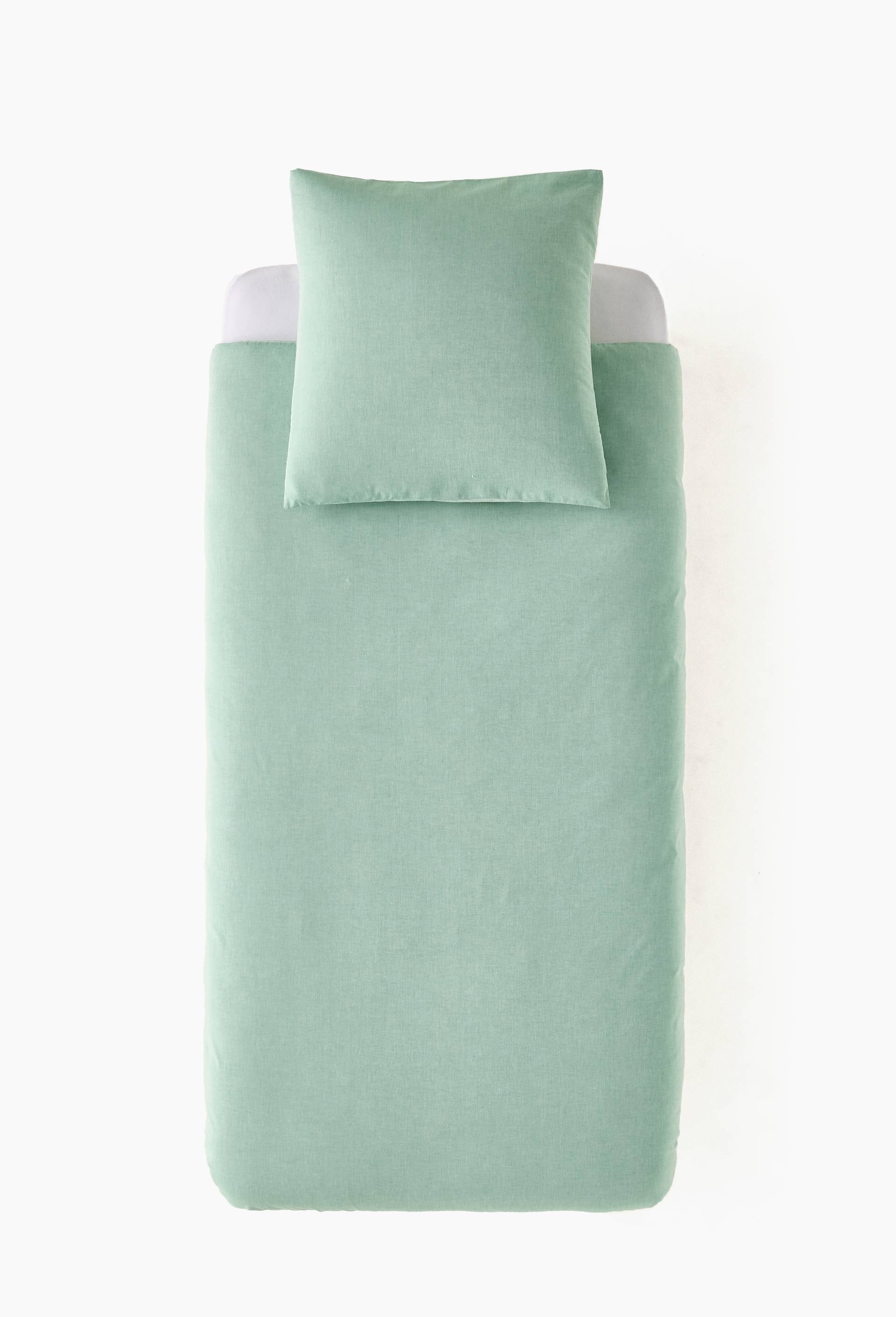 Lot housse de couette et taie d'oreiller, 100% coton bio GOTS, Vert, large image number 1.0