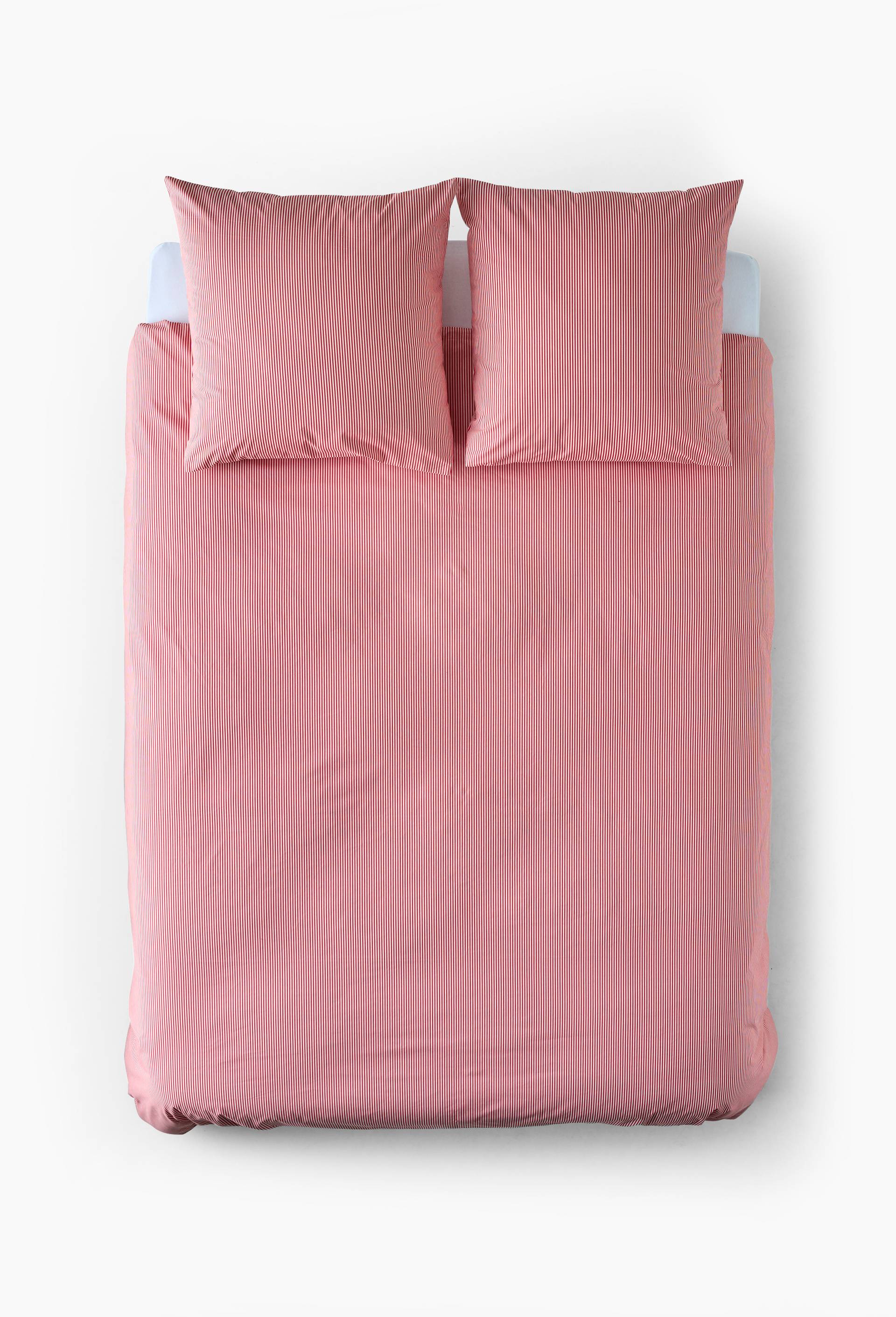 Lot housse de couette &agrave; imprim&eacute; et taies d'oreiller, 240x220cm et 63x63cm, 100% coton bio GOTS, Rouge, large image number 1.0
