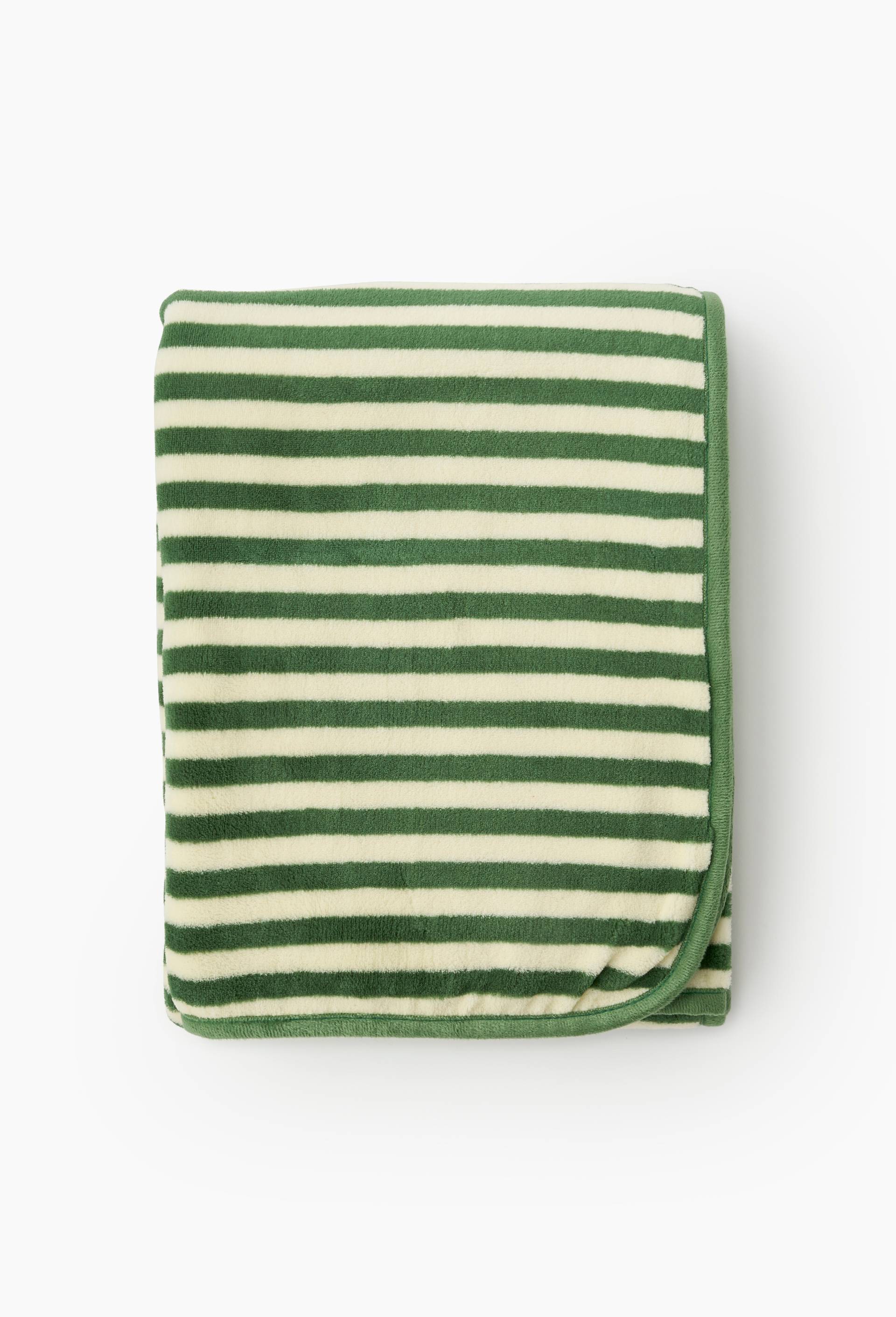 Plaid doudou, 130x170cm, 100% polyester recycl&eacute;, Vert, large image number 1
