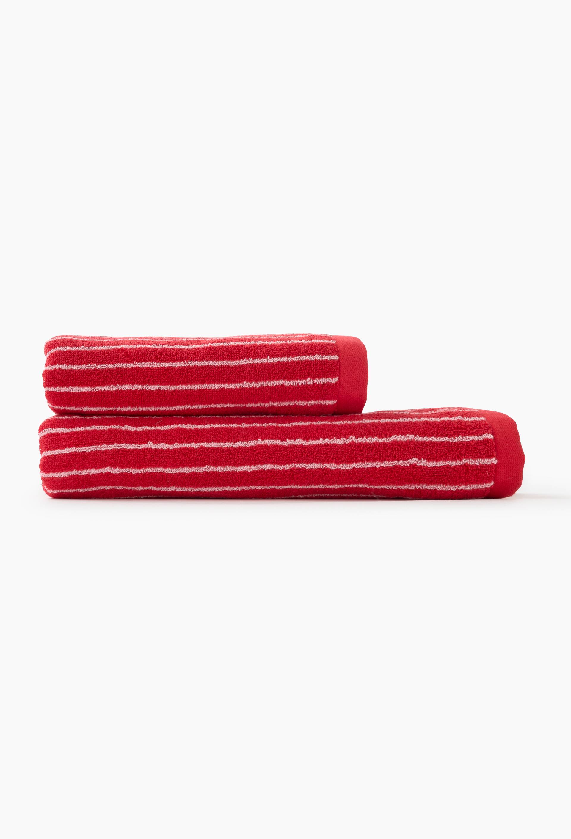 Lot avec drap de bain et serviette, 70x130cm et 50x90cm, 100% coton bio GOTS, Rouge, large image number 0.0