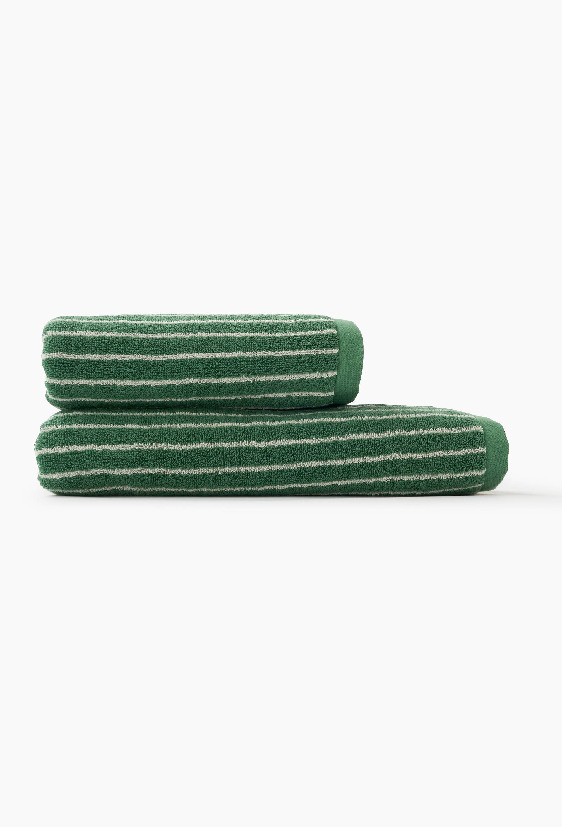 Lot avec drap de bain et serviette, 70x130cm et 50x90cm, 100% coton bio GOTS, Vert, large image number 0