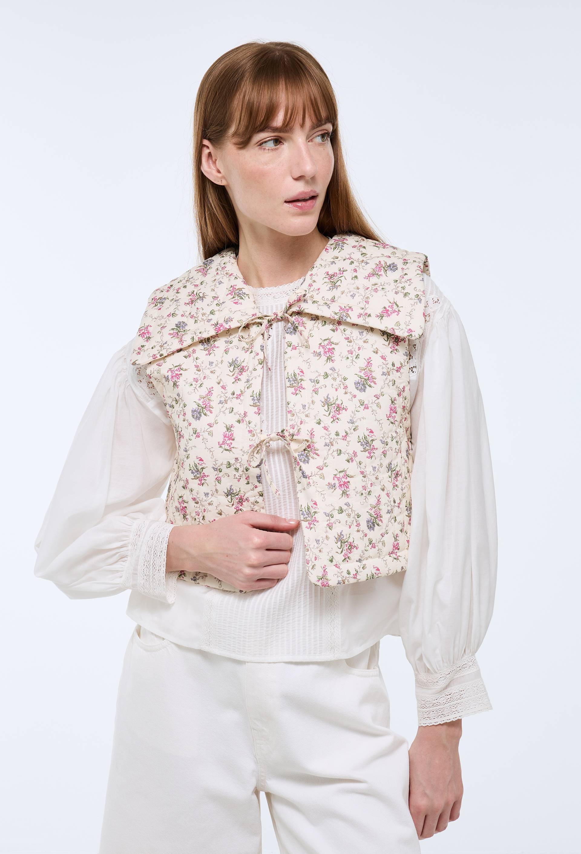Veste sans manches &agrave; motifs fleuris, Rose, large image number 1