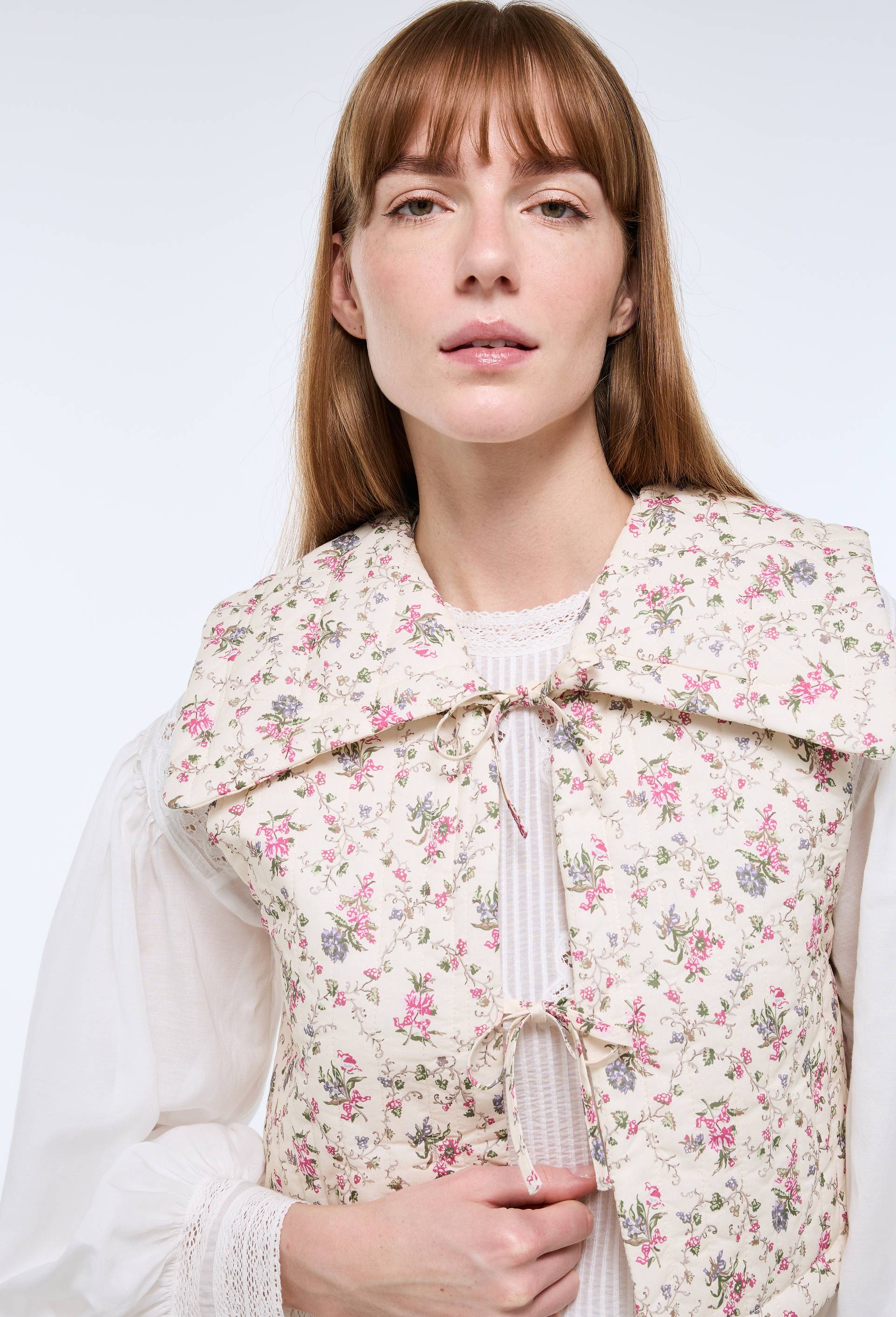 Veste sans manches &agrave; motifs fleuris, Rose, large image number 2