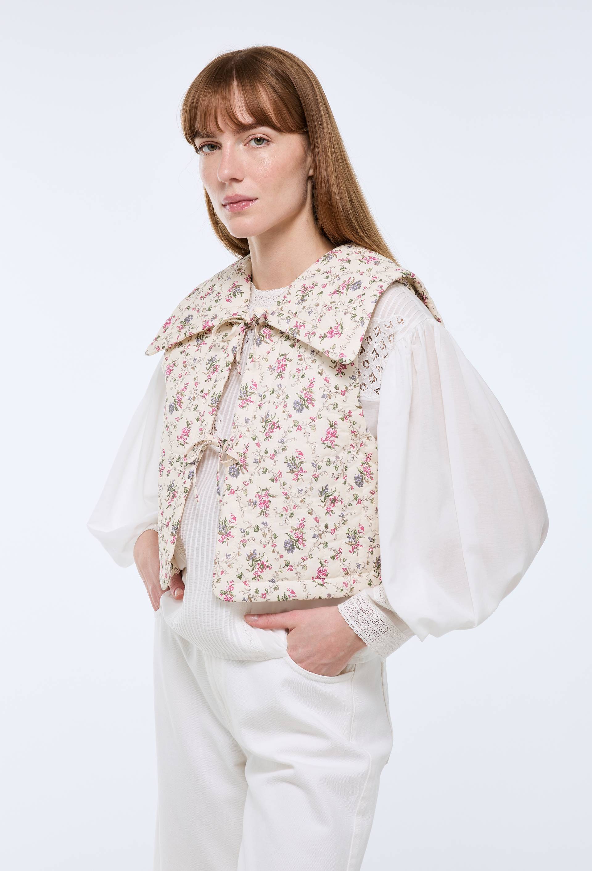 Veste sans manches &agrave; motifs fleuris, Rose, large image number 3