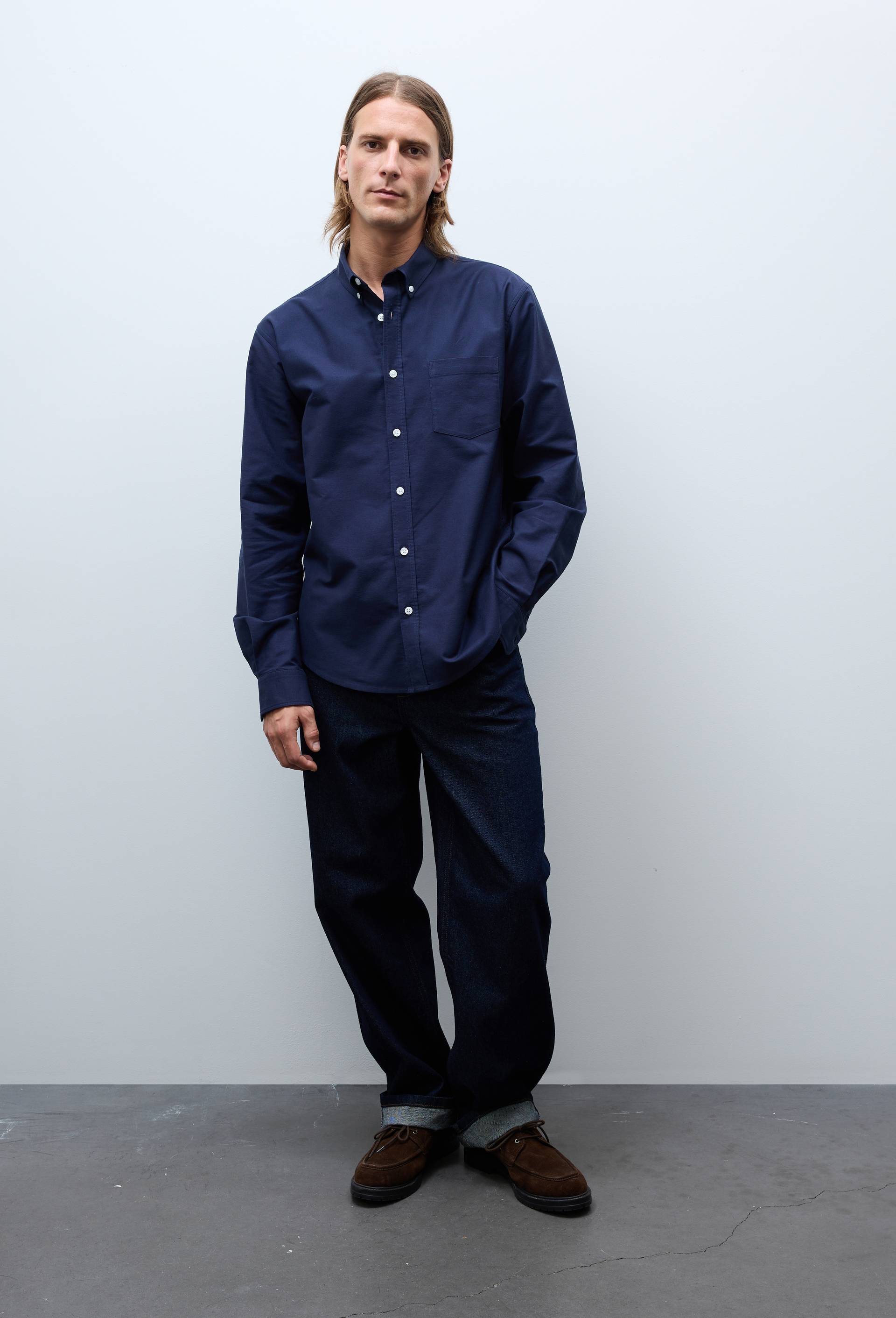 Chemise oxford en coton BIO GOTS, Bleu fonc&eacute;, large image number 0