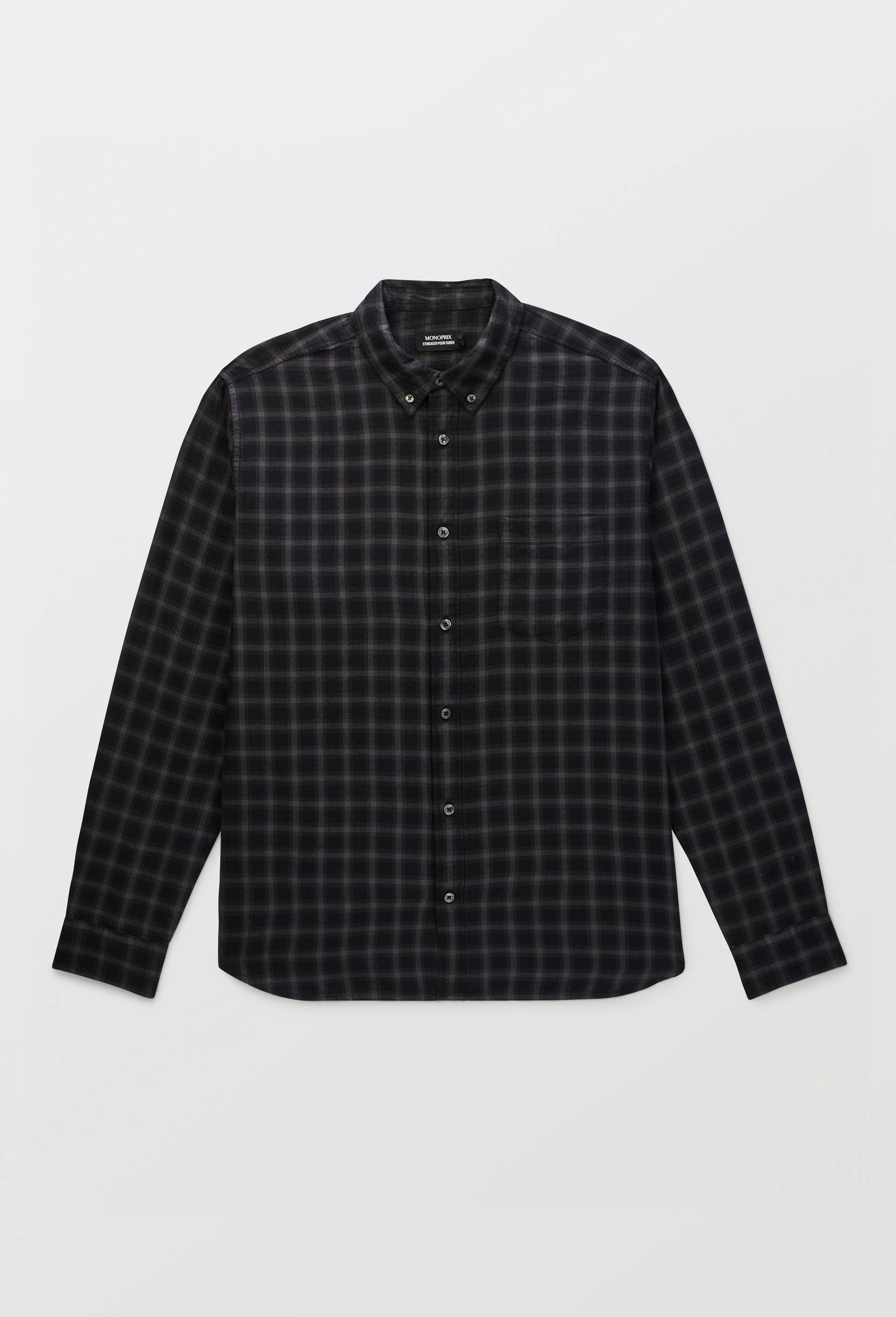 Chemise &agrave; carreaux en flanelle de coton BIO GOTS, Noir, large image number 3